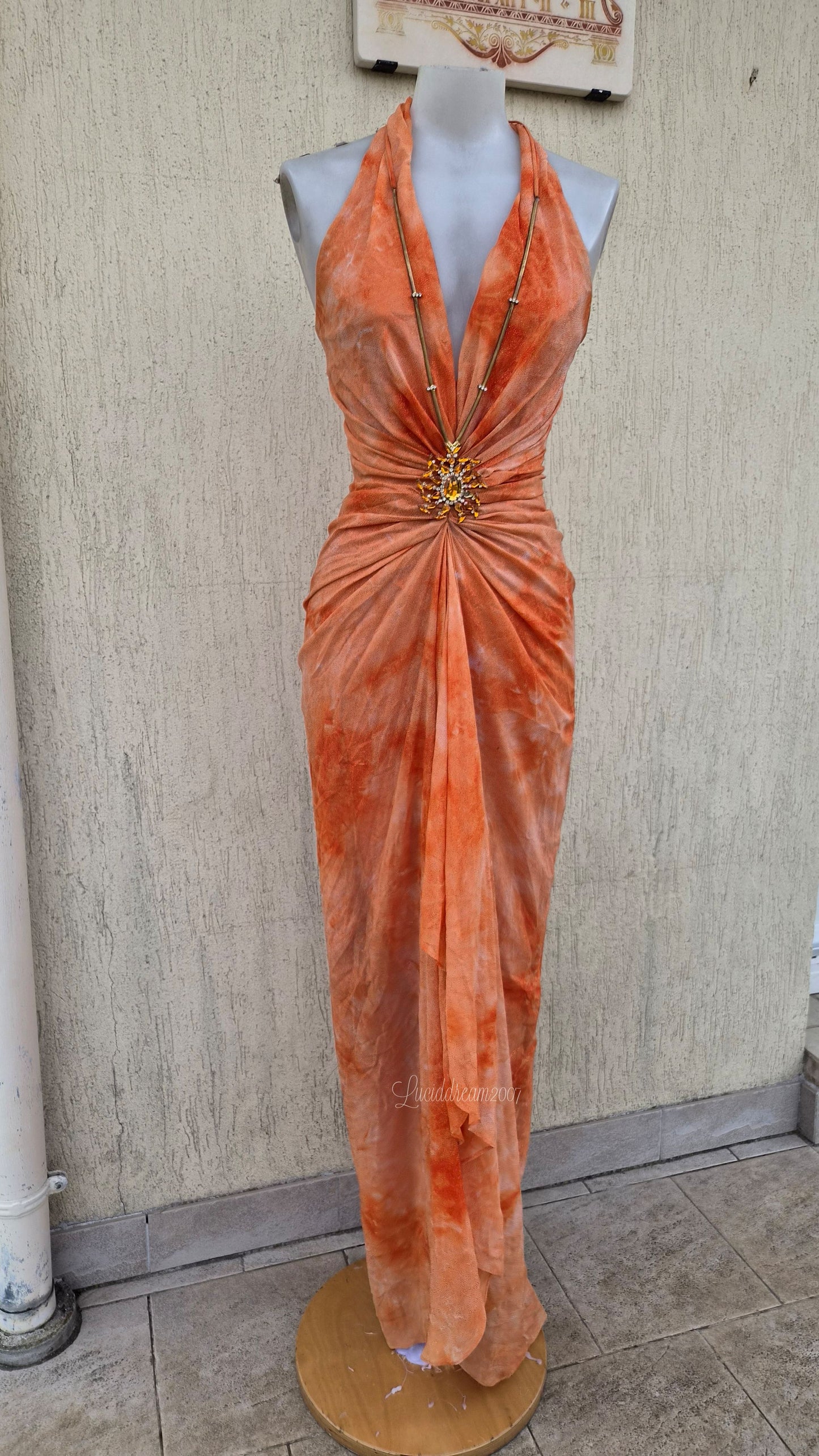 Orange backless dress