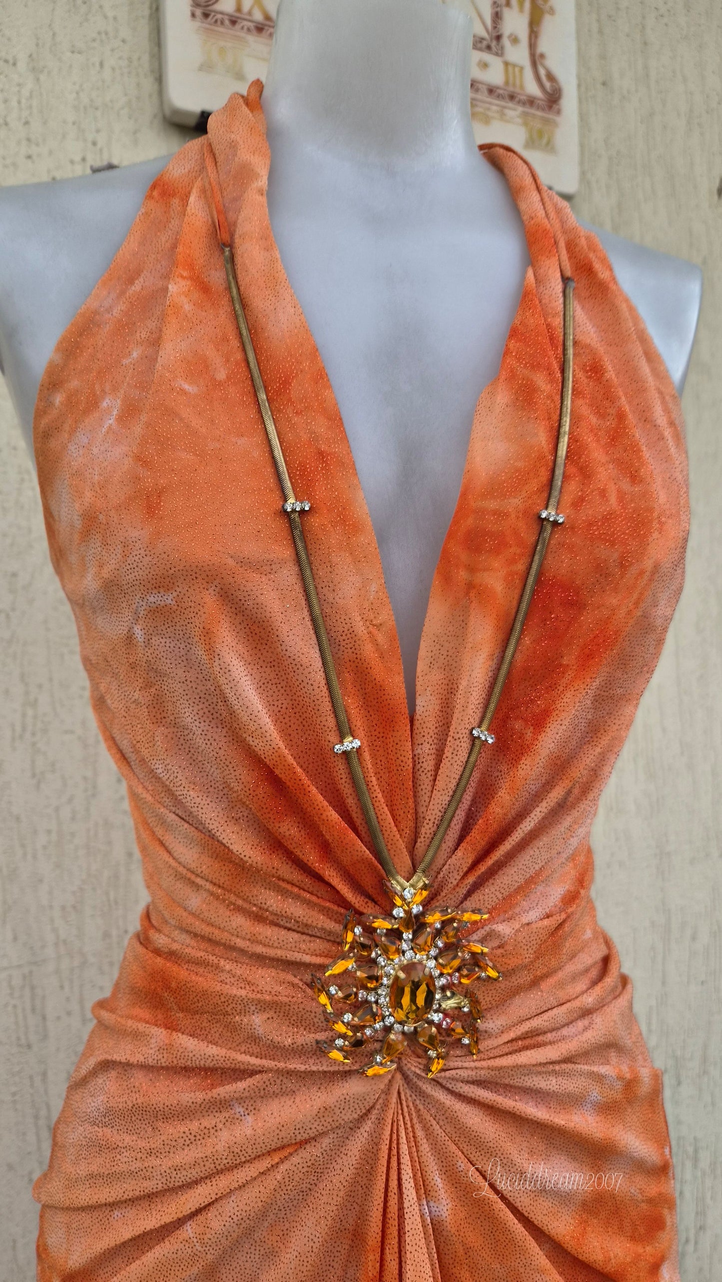 Orange backless dress