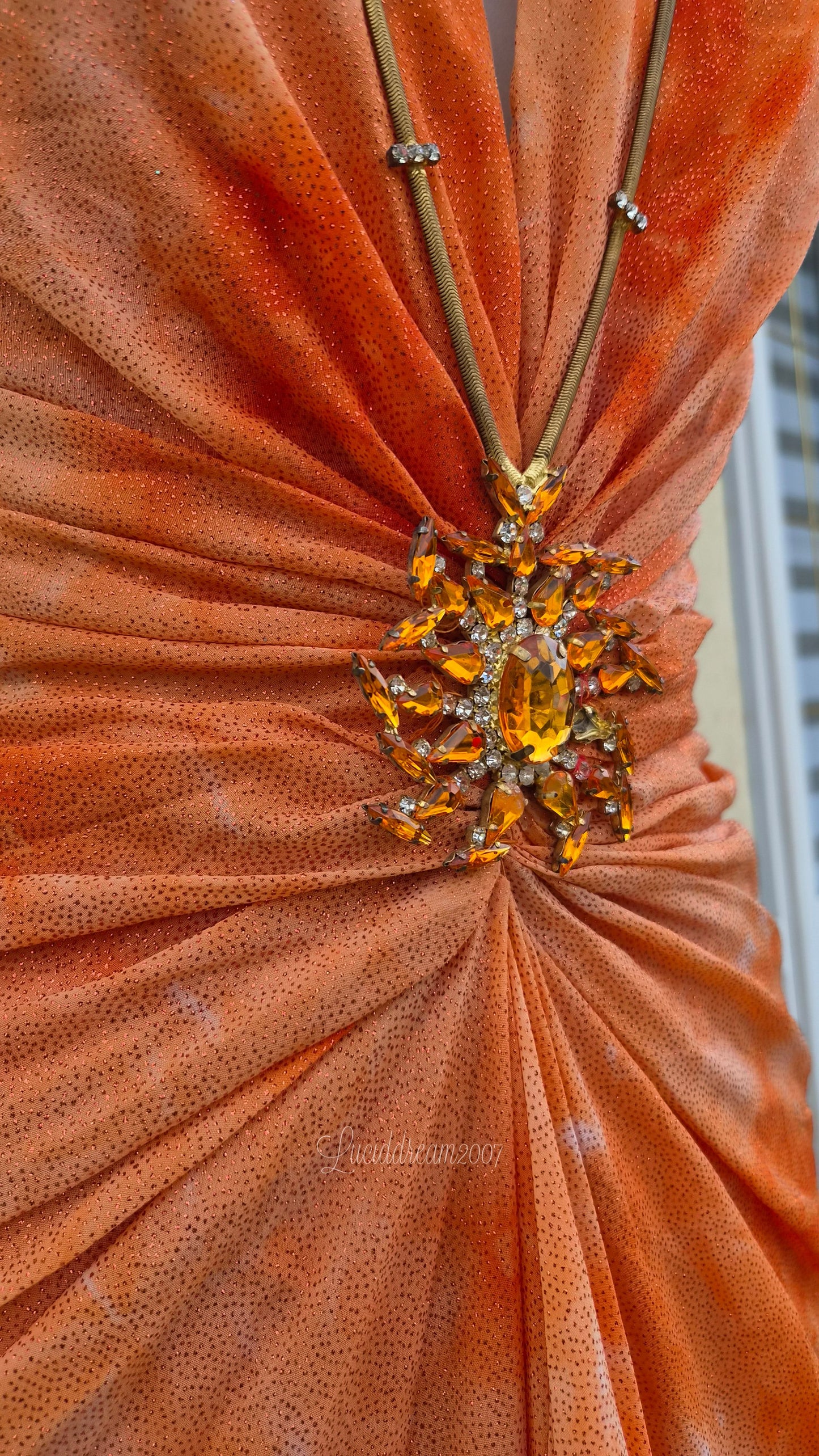 Orange backless dress