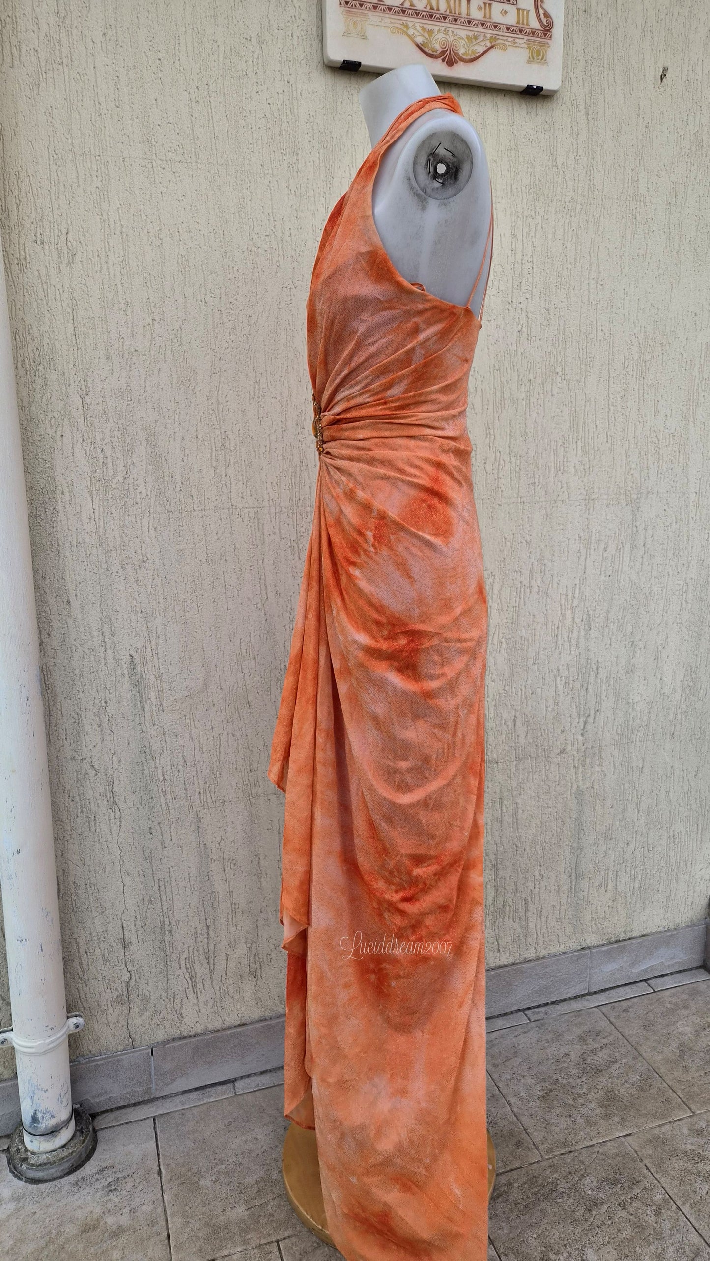 Orange backless dress