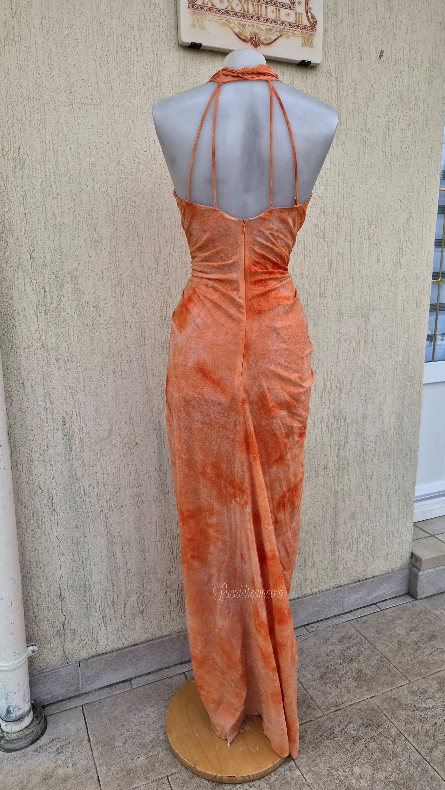 Orange backless dress