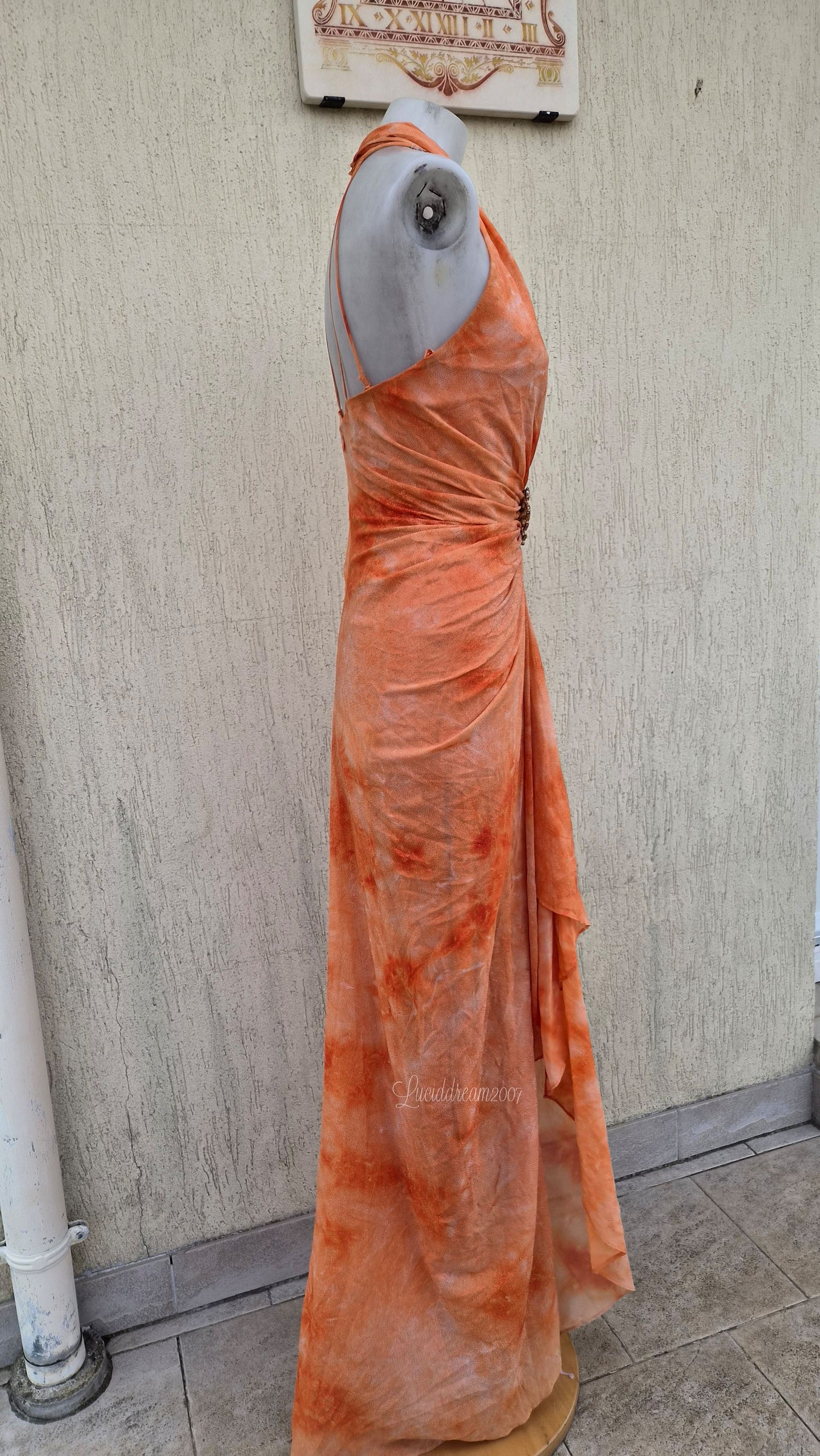Orange backless dress