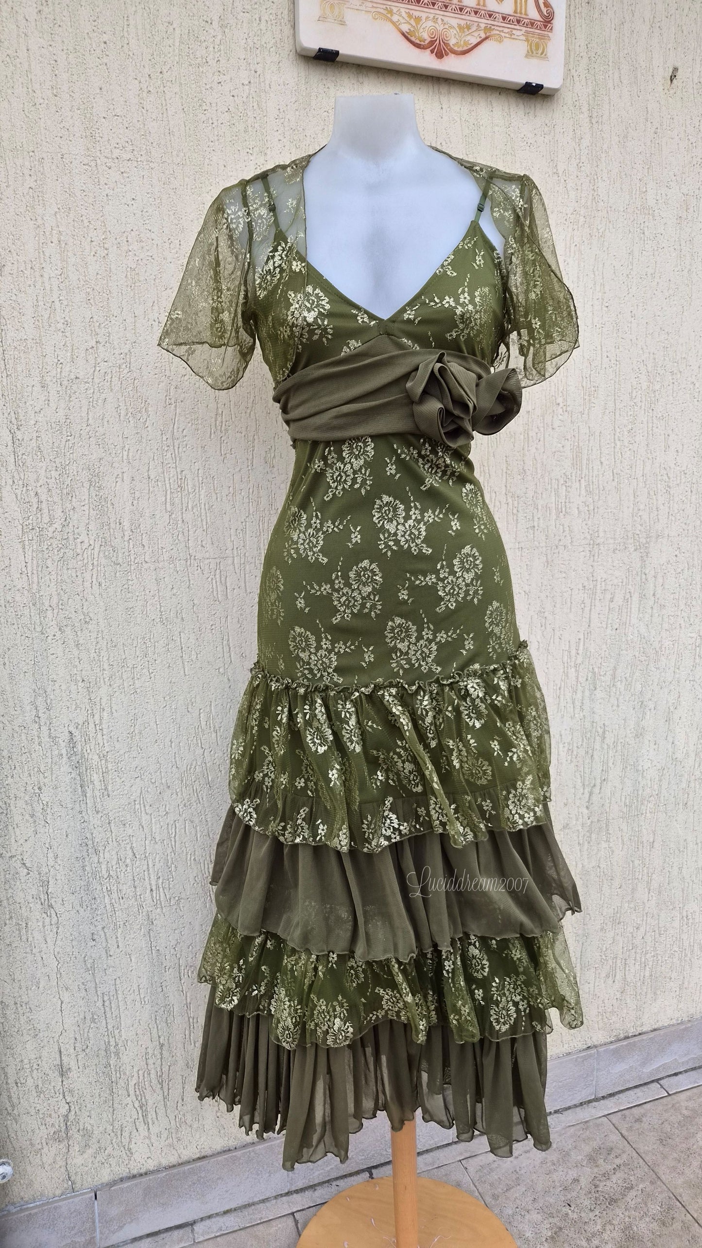Robe en dentelle verte