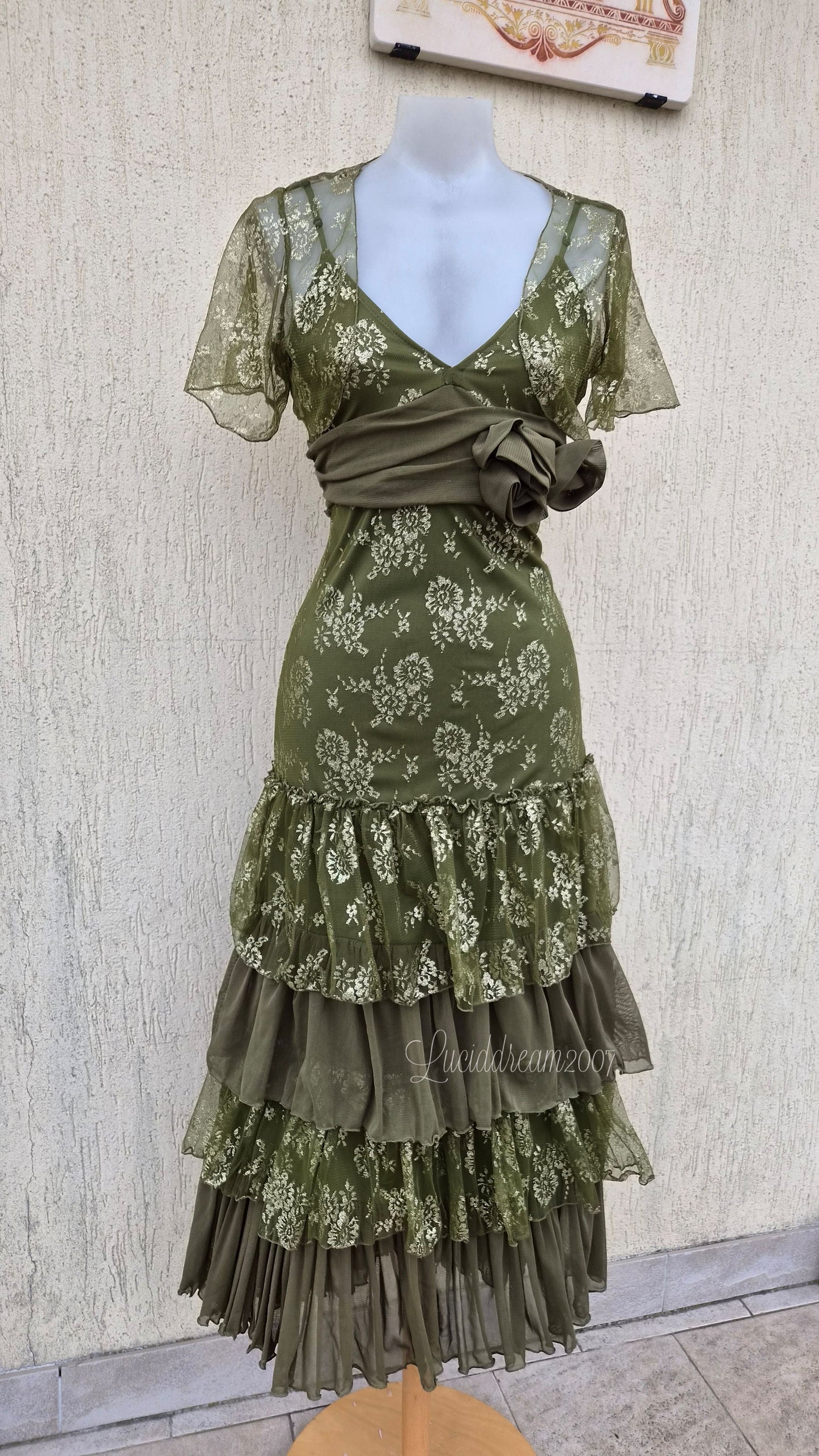 Robe en dentelle verte