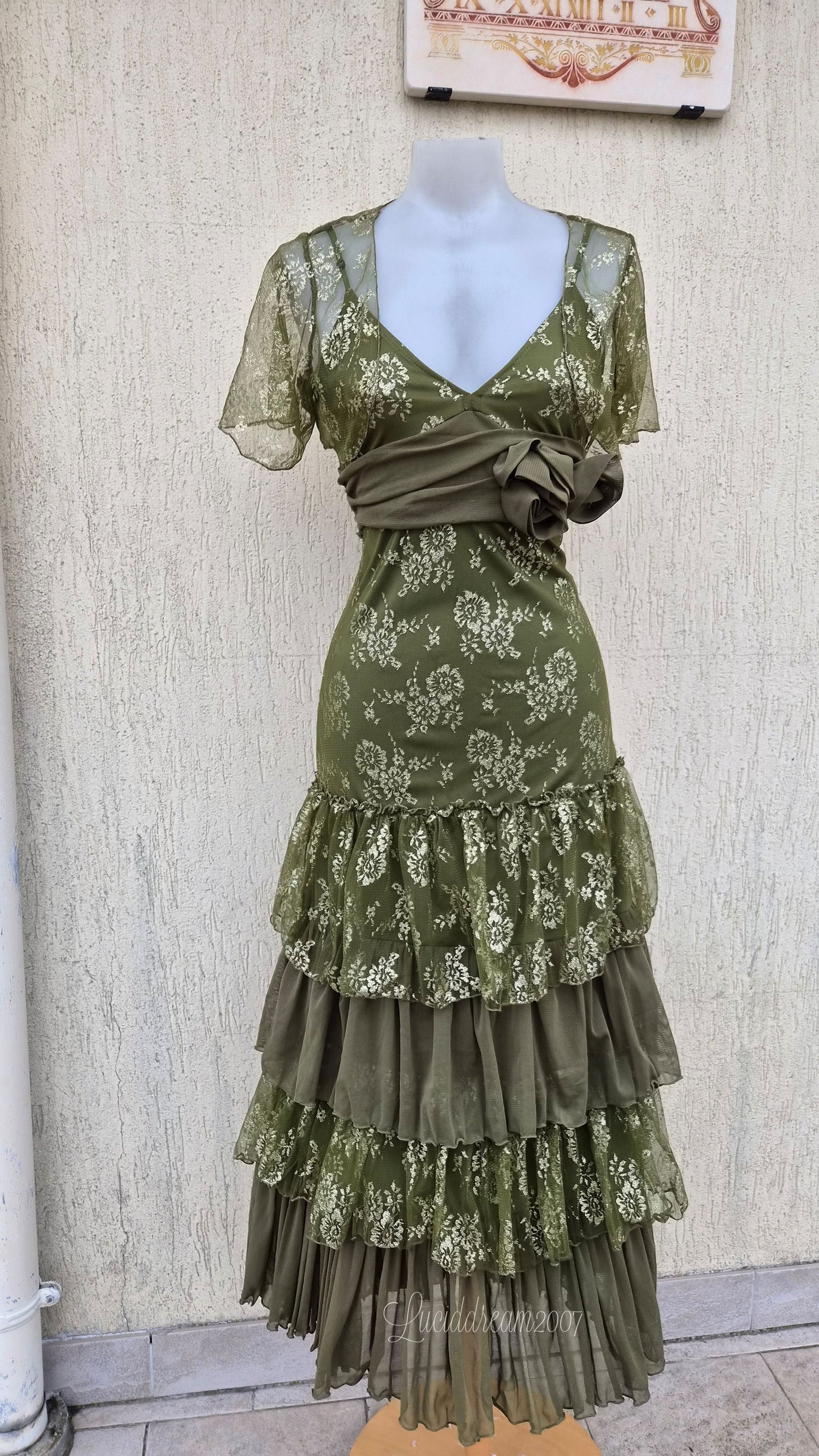Robe en dentelle verte