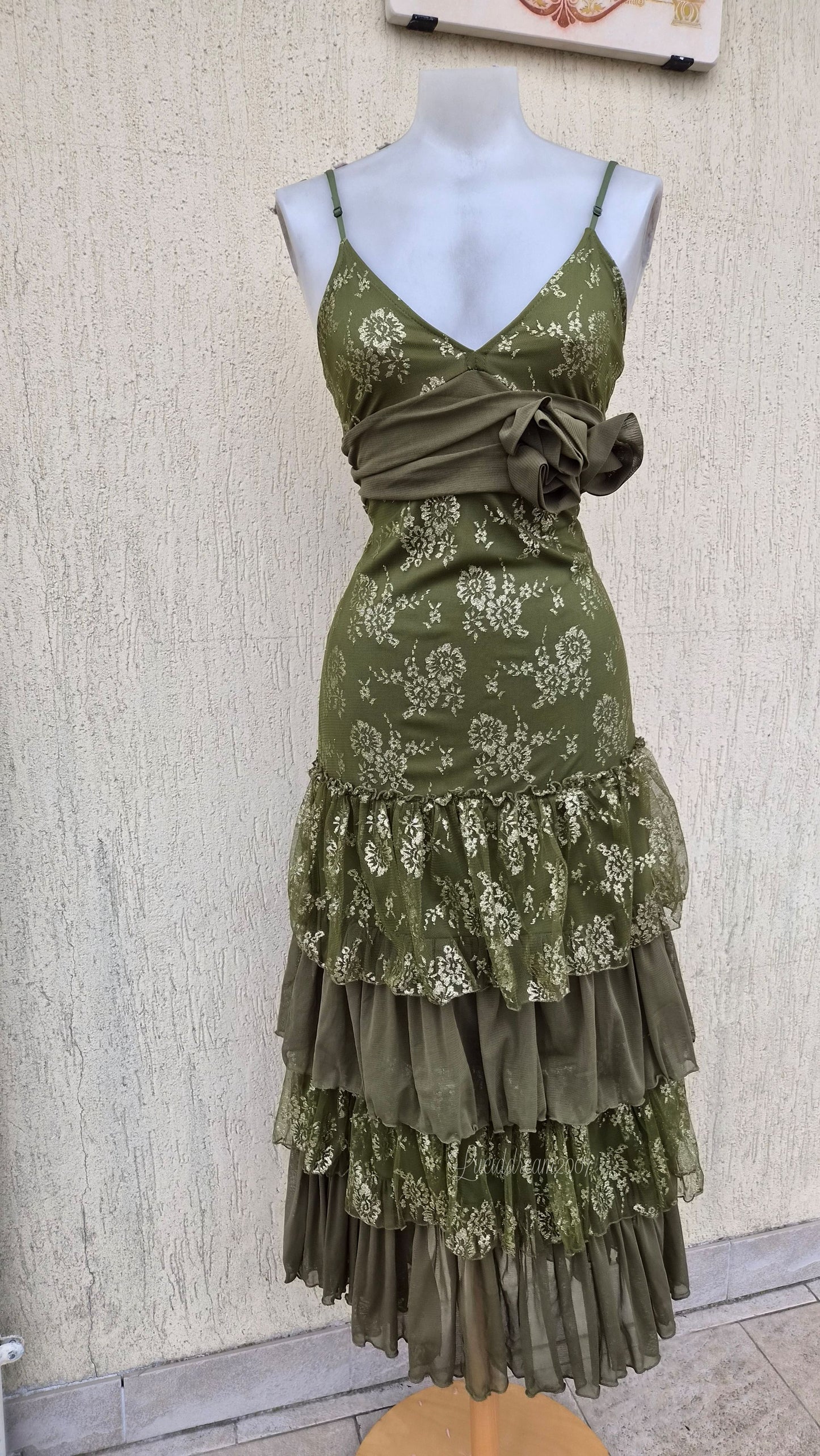 Robe en dentelle verte