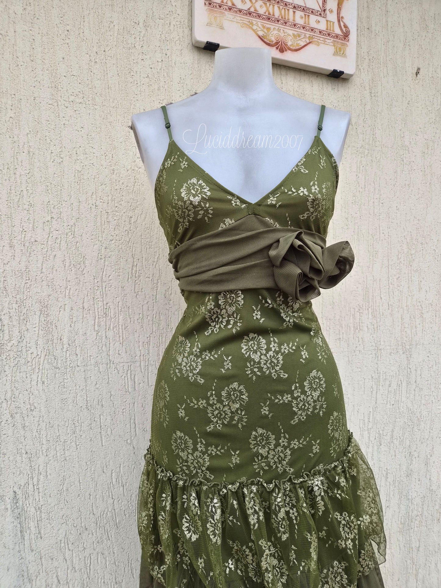 Robe en dentelle verte