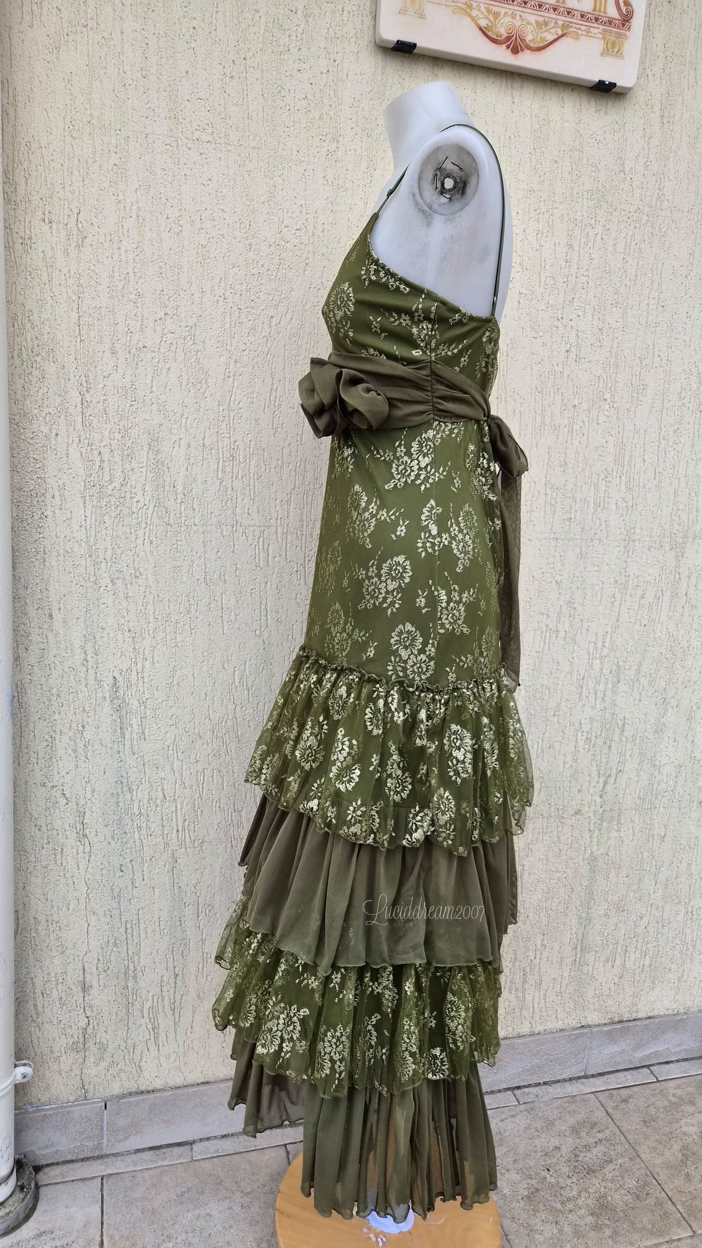 Robe en dentelle verte