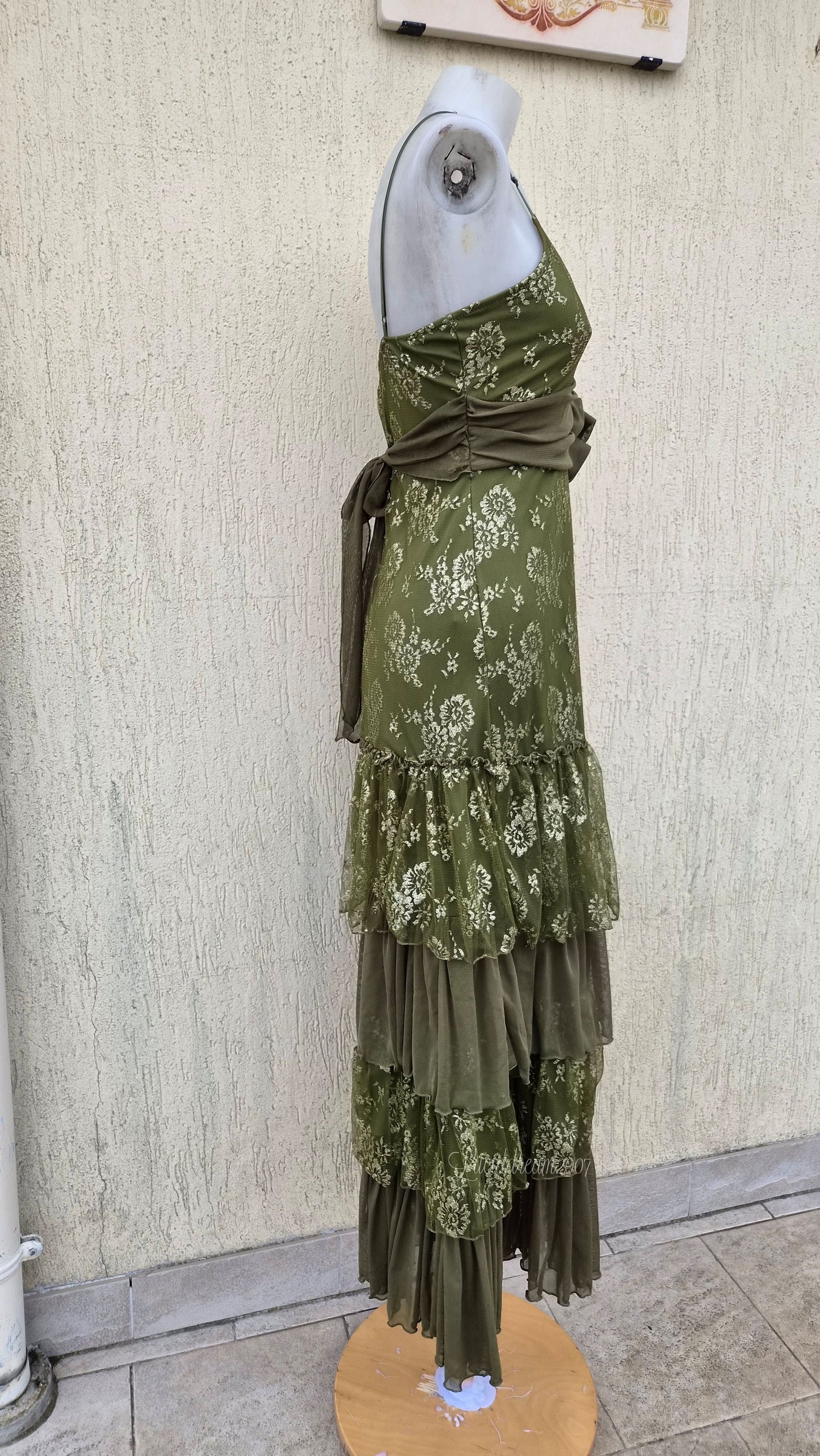 Robe en dentelle verte