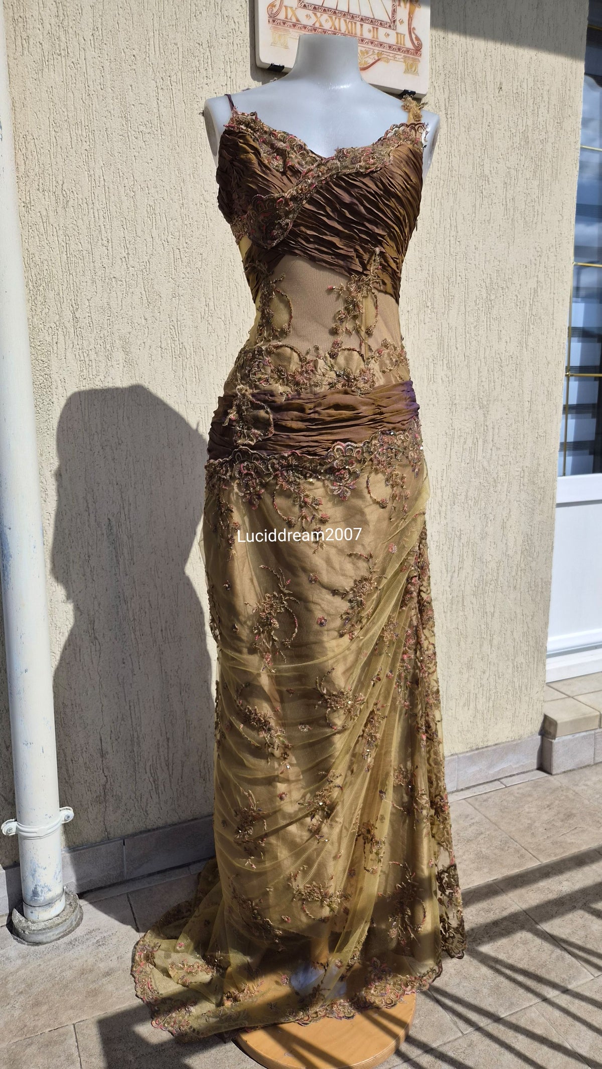 Embroidered ochre dress