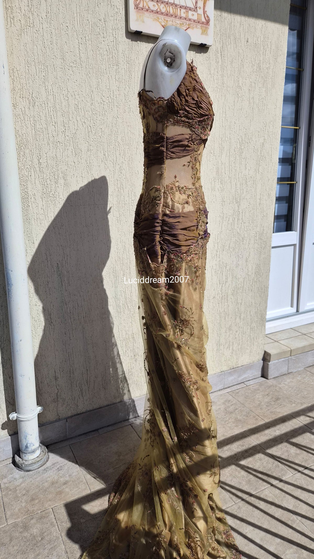 Embroidered ochre dress