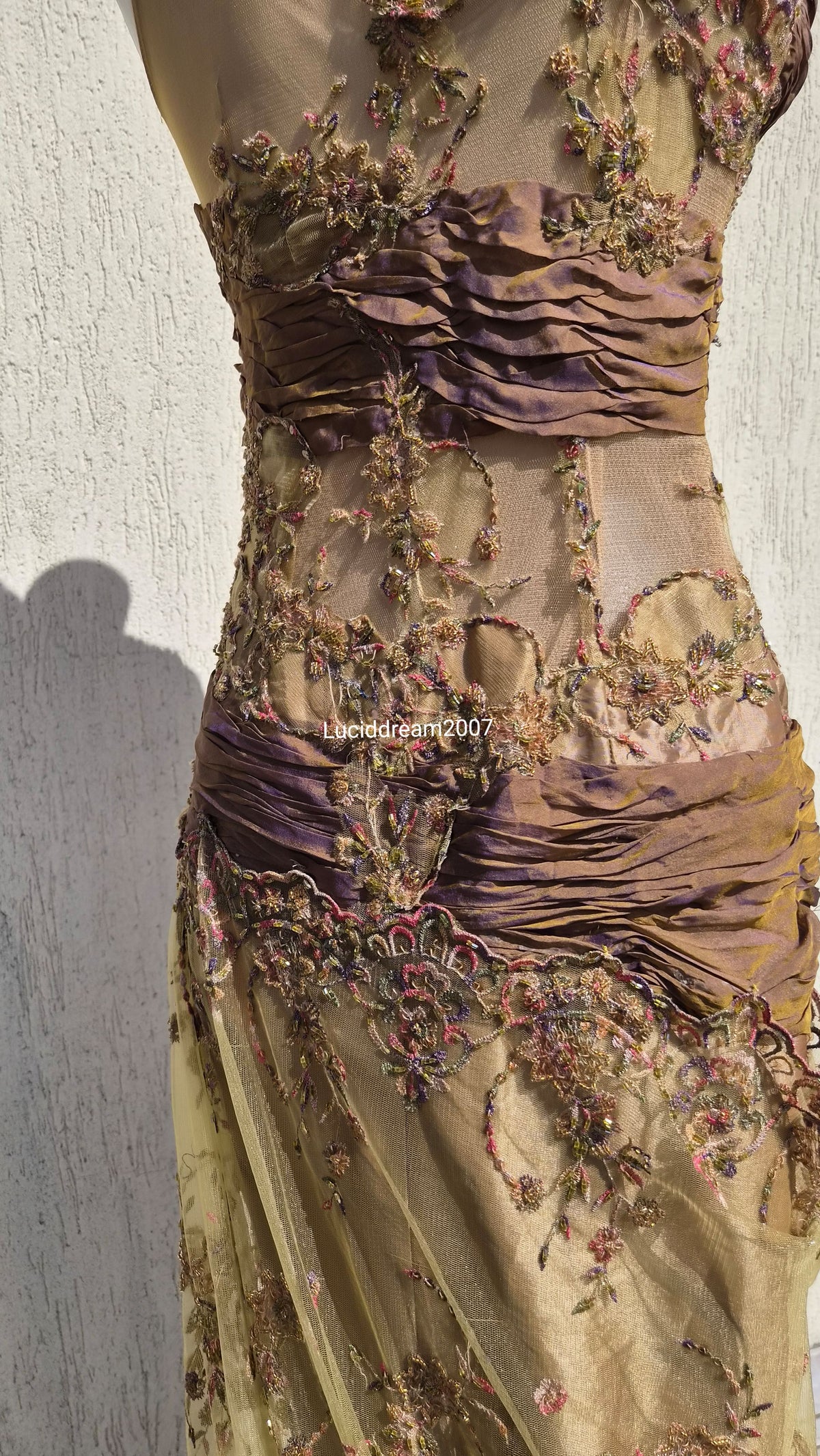 Embroidered ochre dress