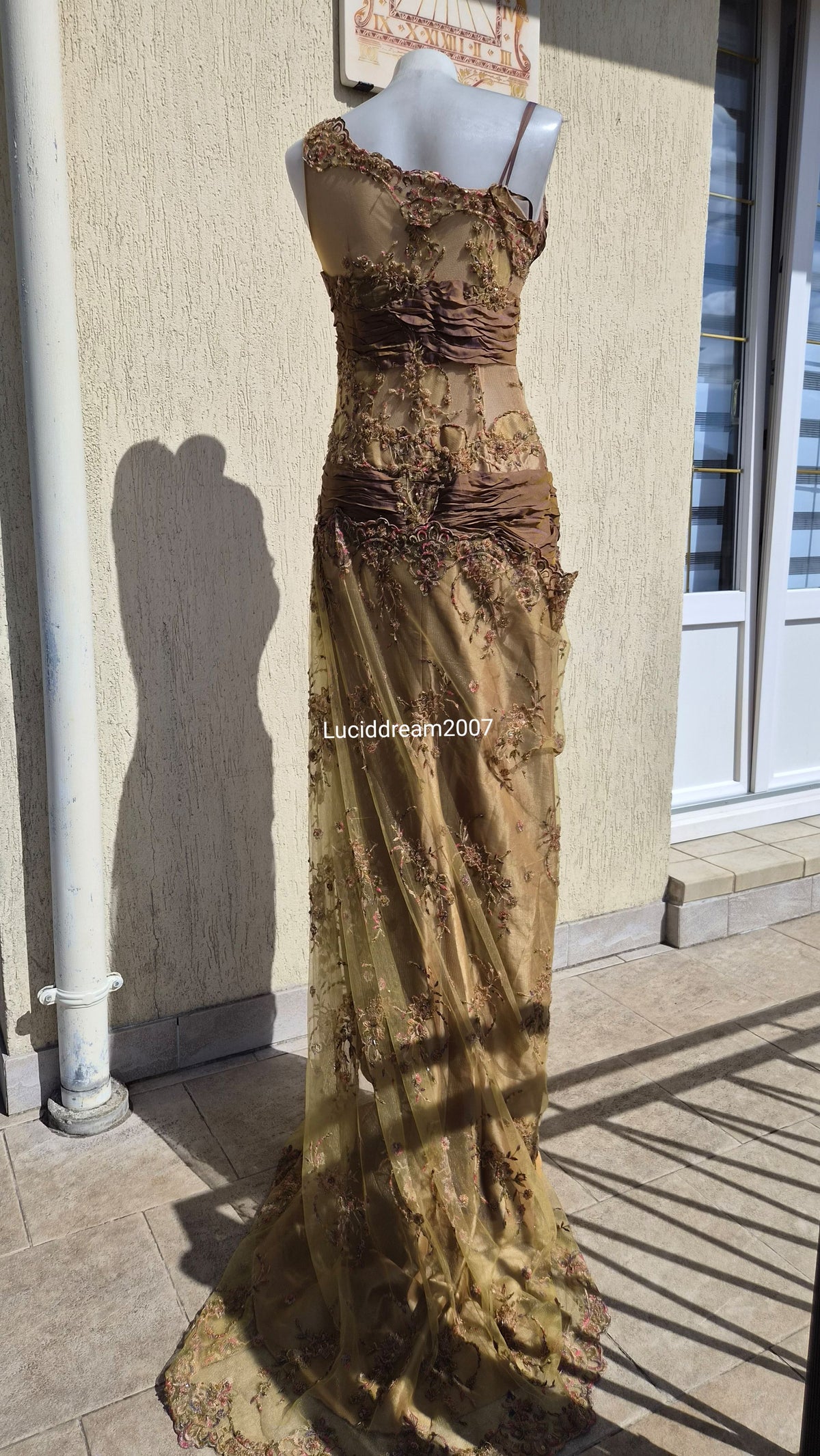 Embroidered ochre dress