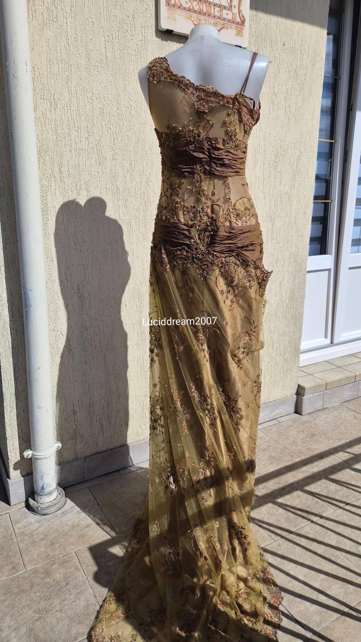 Embroidered ochre dress