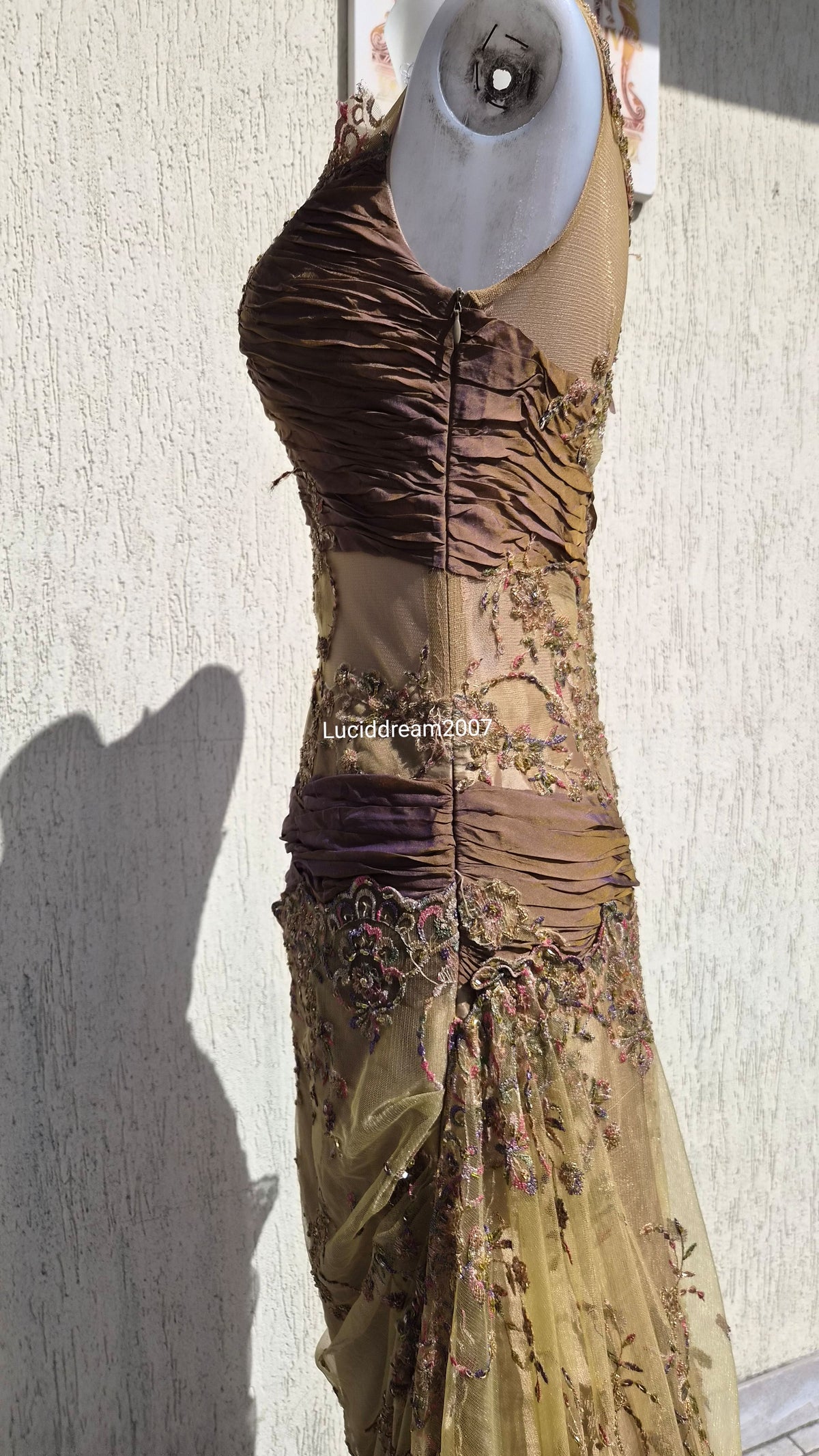 Embroidered ochre dress