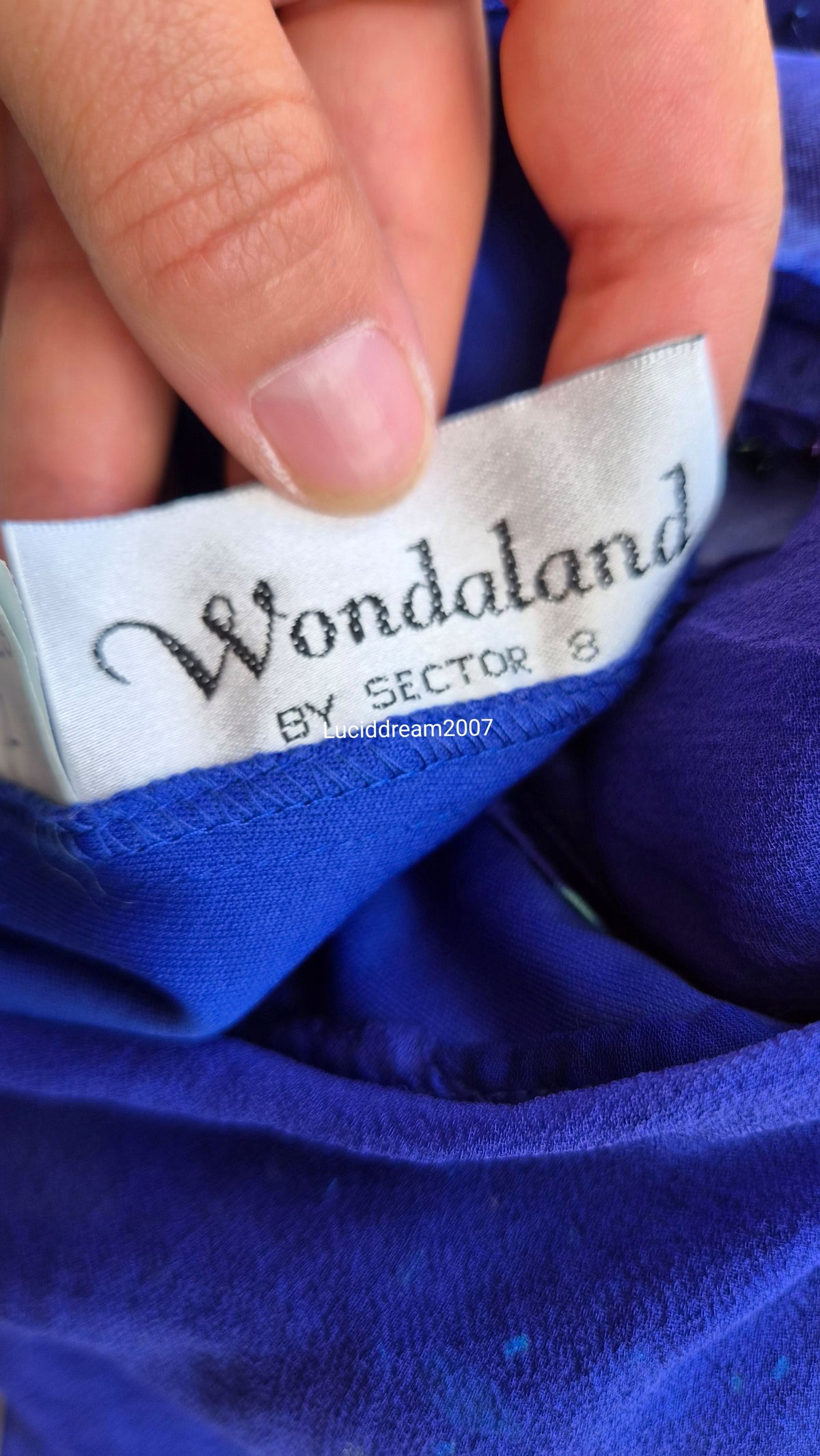 Robe en soie brodée bleue