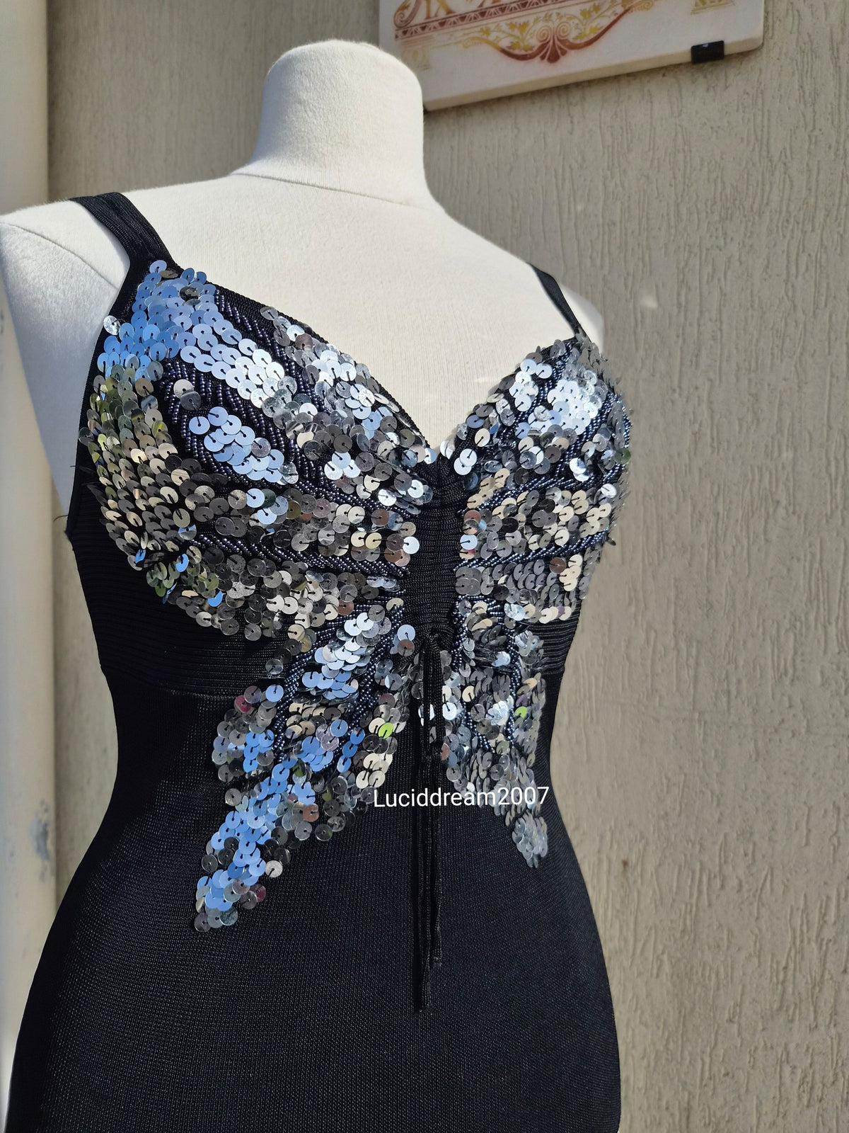 Black sequin butterfly top