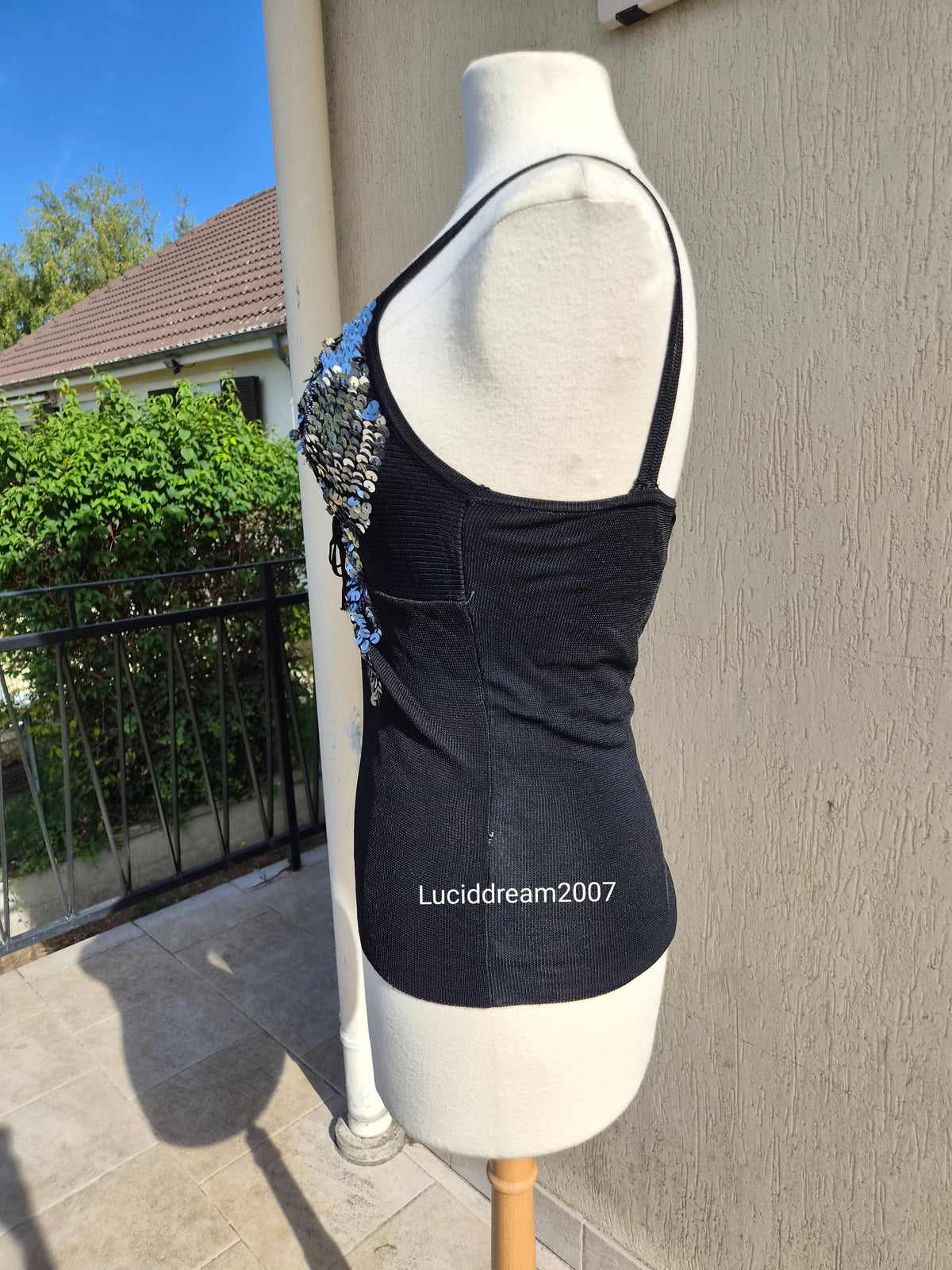 Black sequin butterfly top