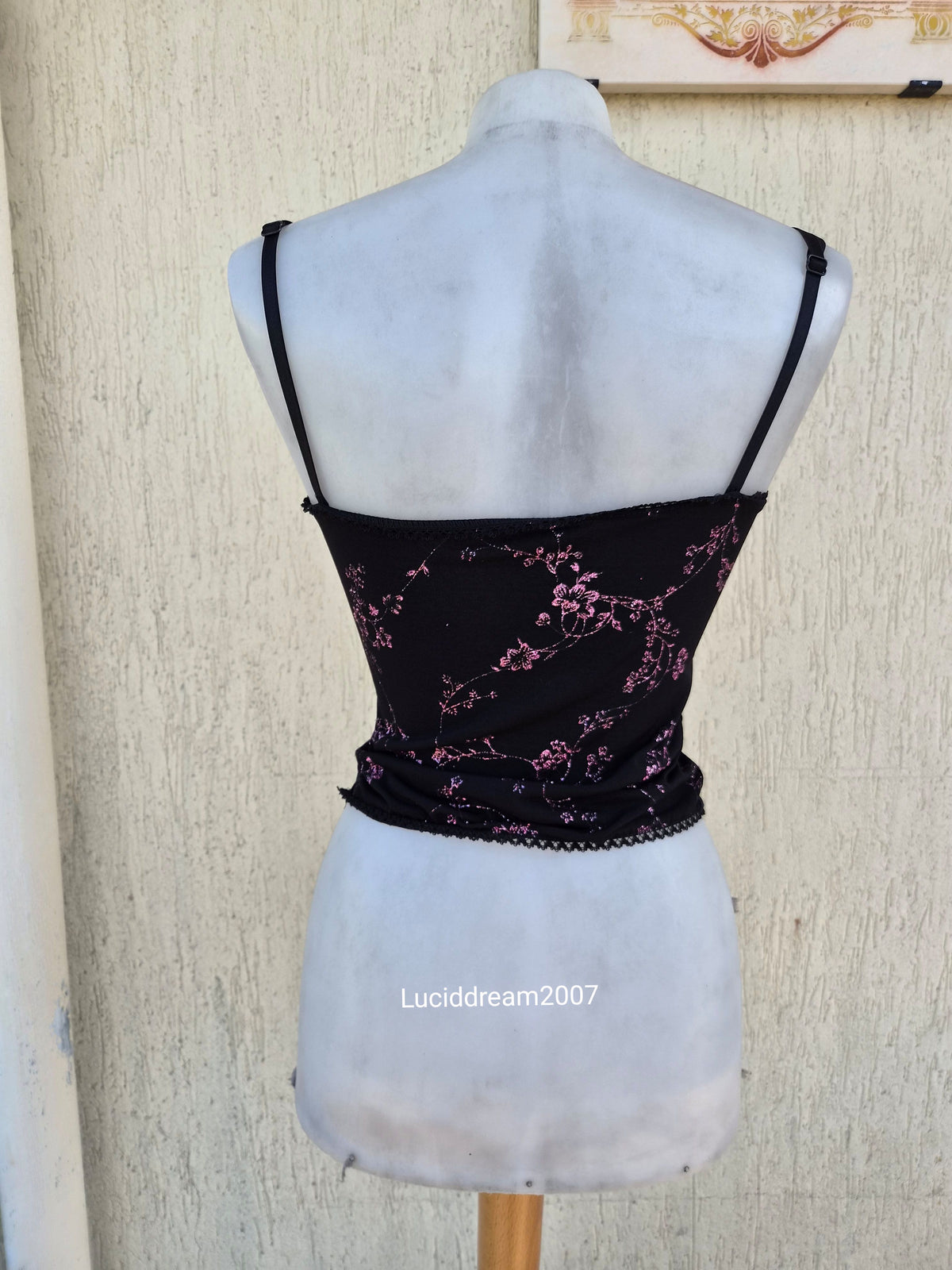 Haut esprit corset motif rose brillant