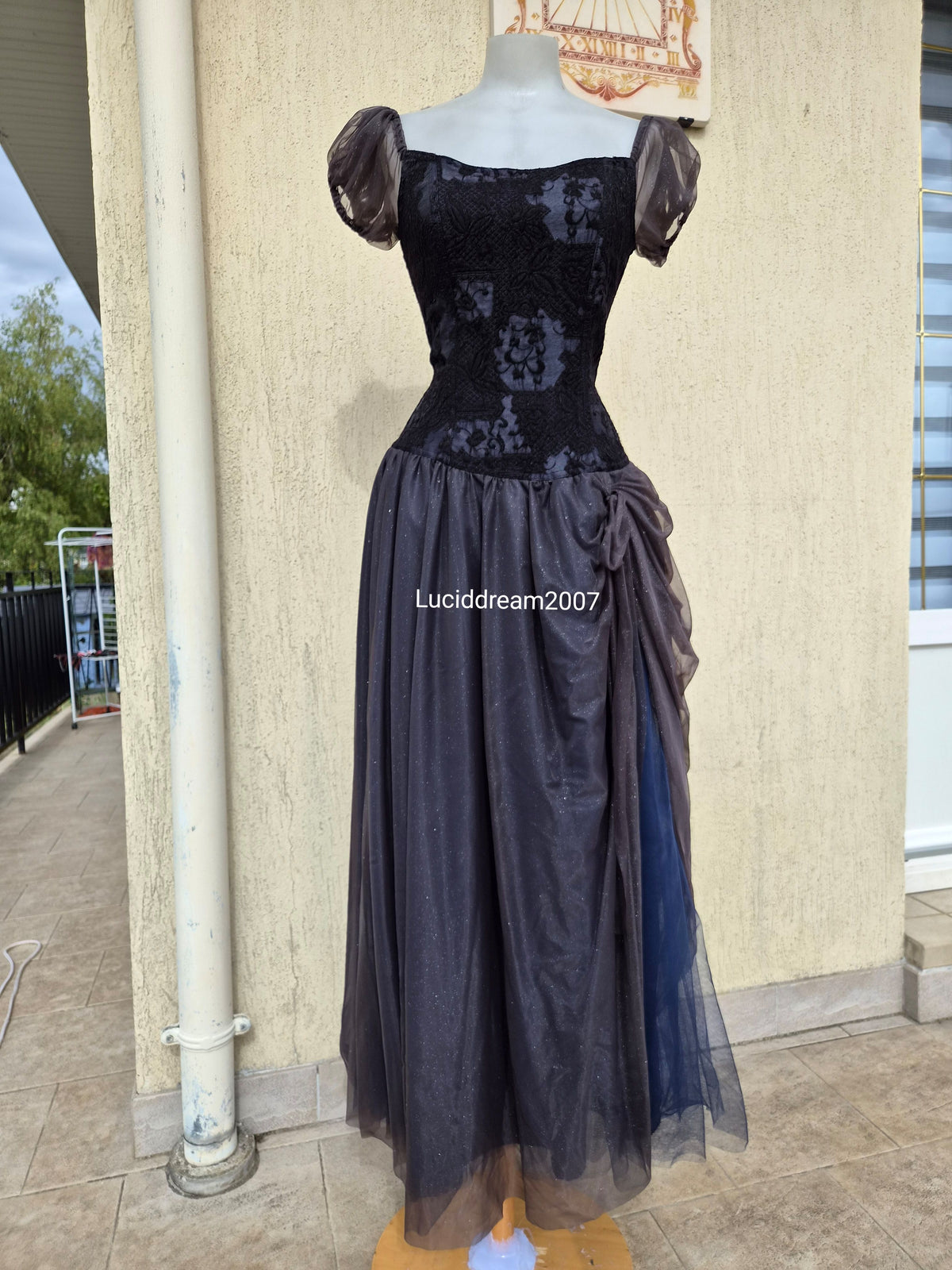 Black voile and lace dress