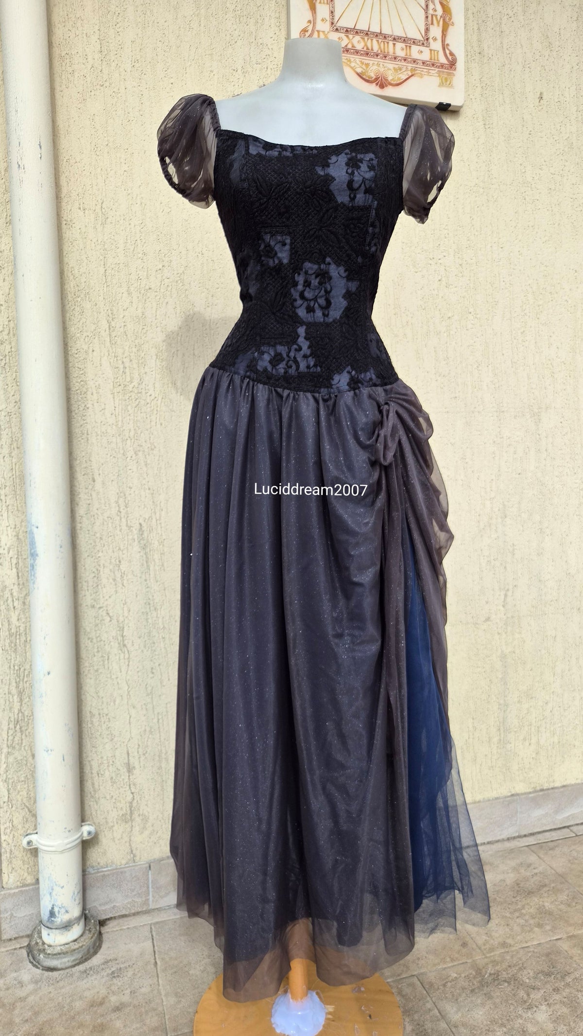 Black voile and lace dress
