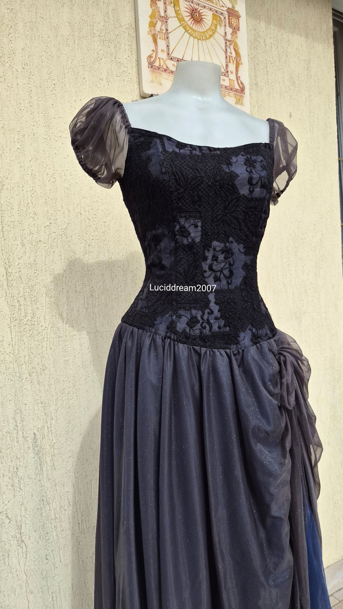 Black voile and lace dress