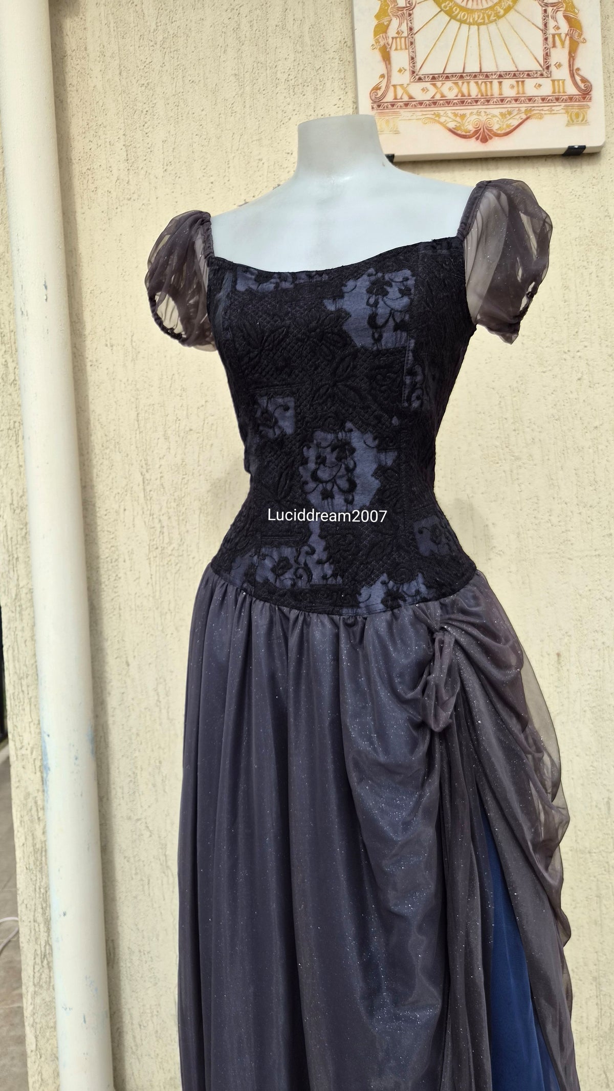Black voile and lace dress