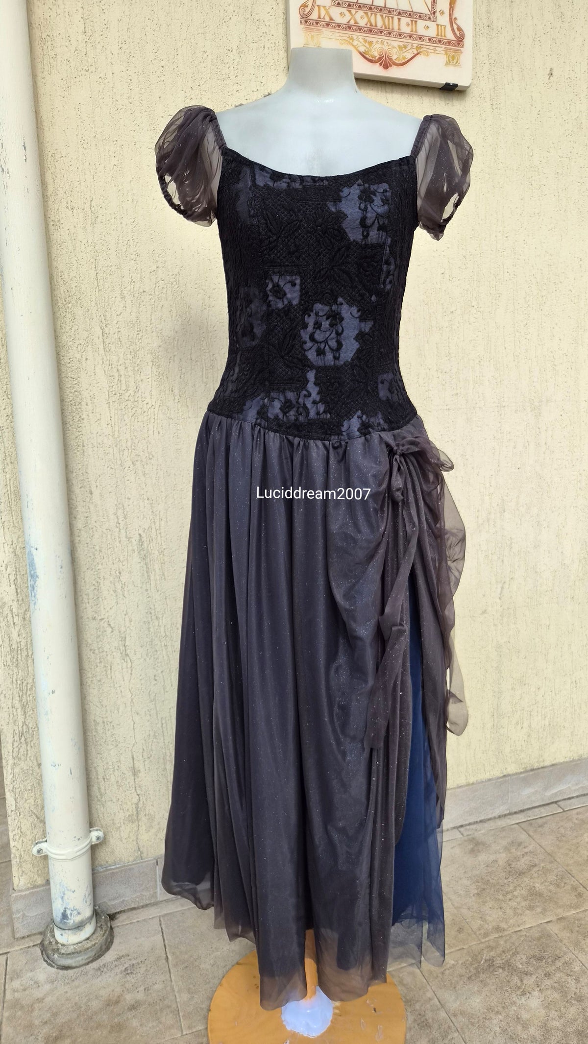 Black voile and lace dress