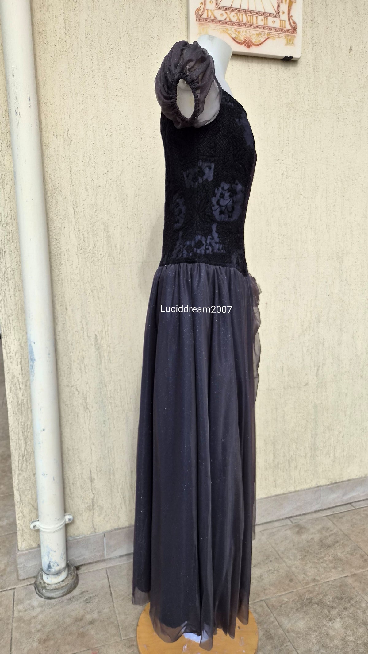 Black voile and lace dress