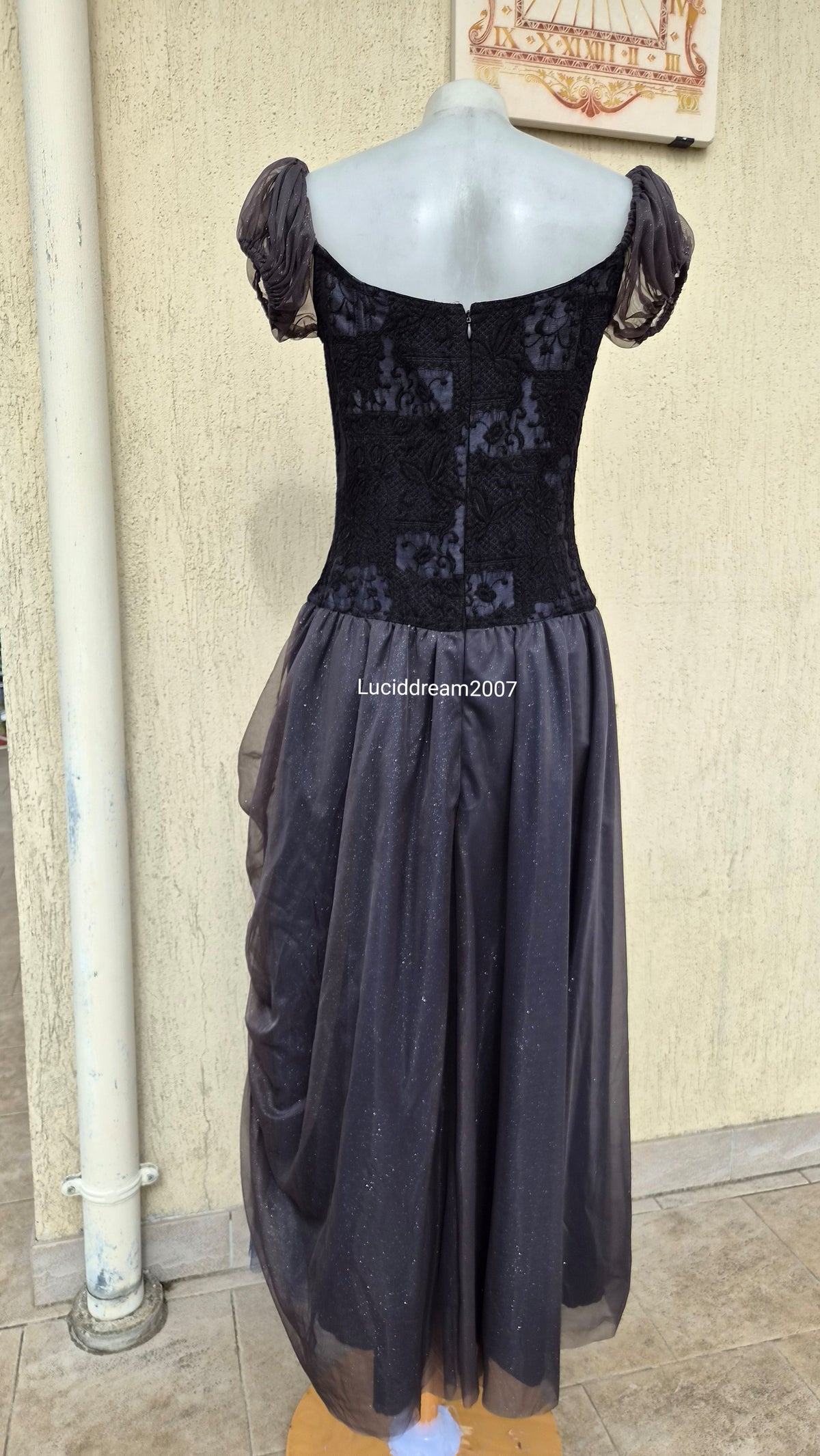 Black voile and lace dress