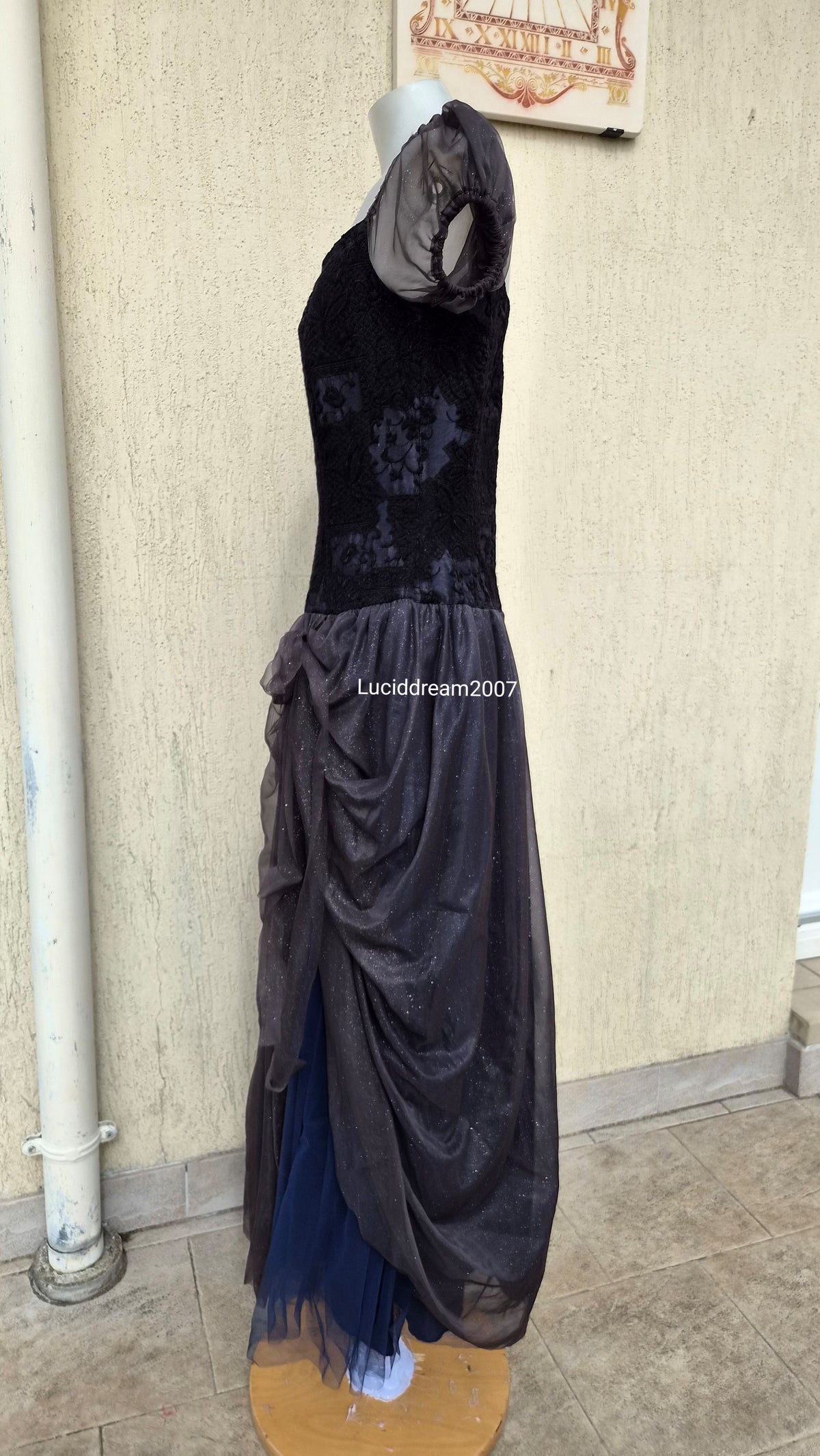 Black voile and lace dress
