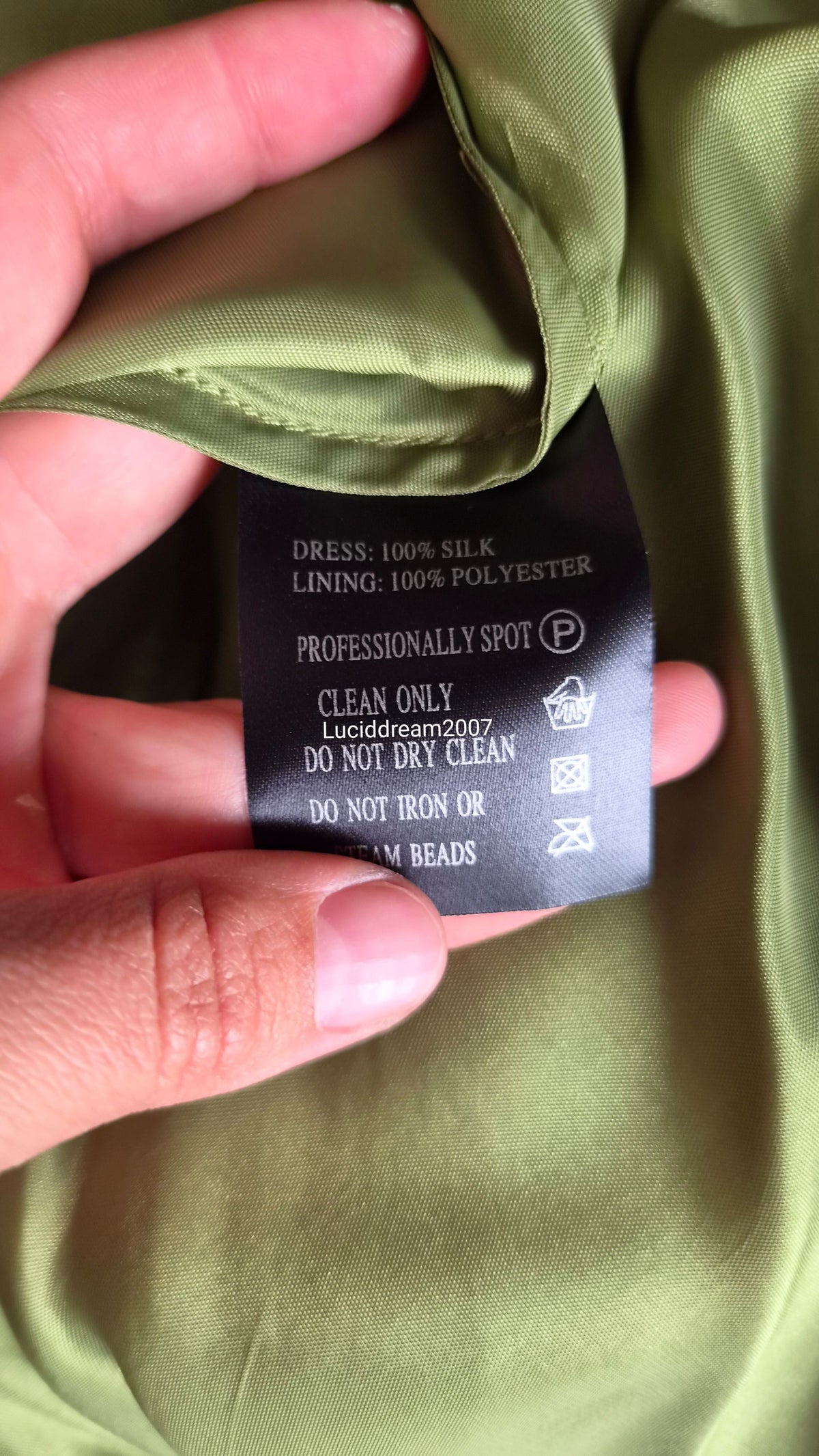 Embroidered silk green dress