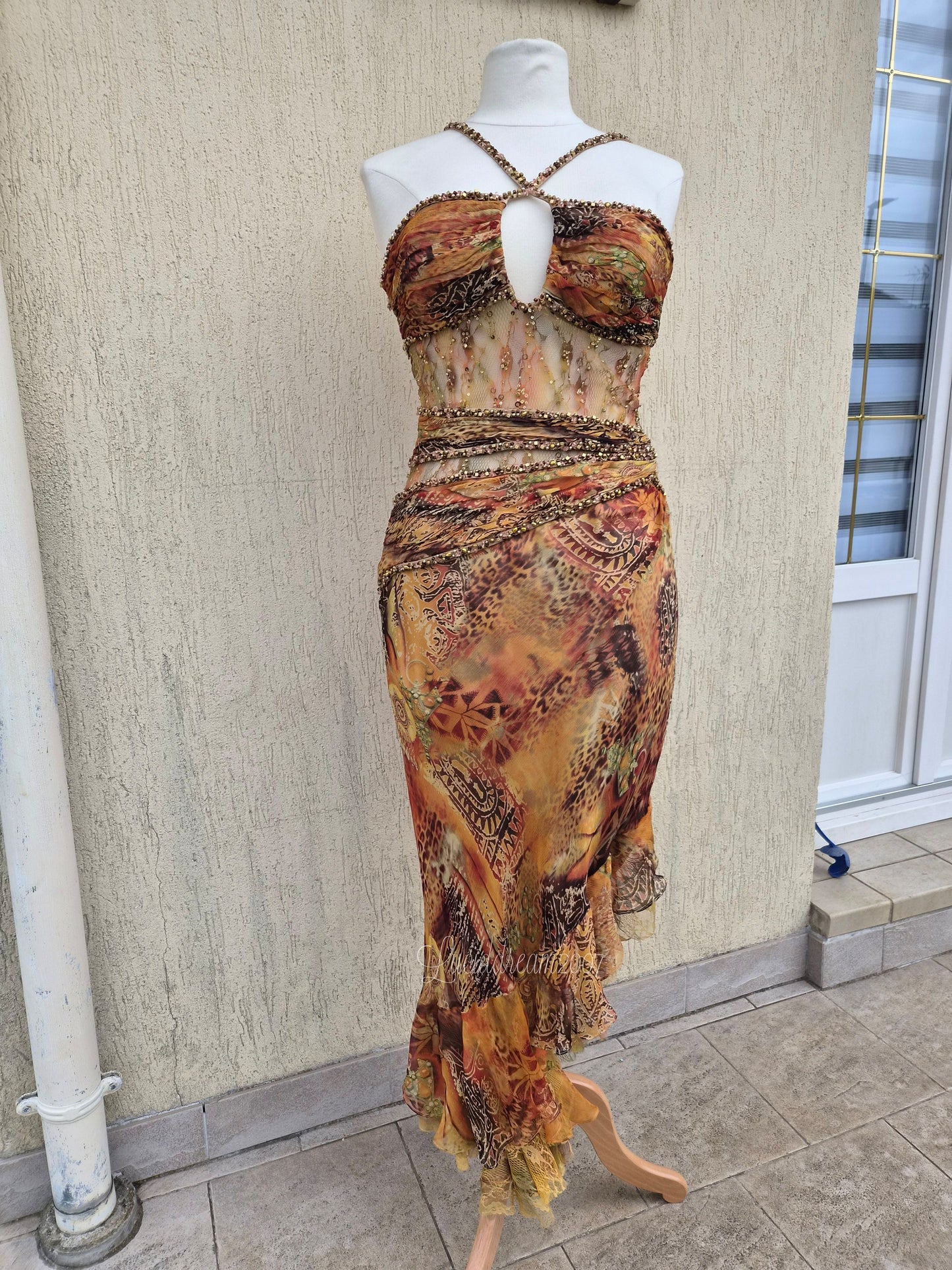 Robe en soie tons orange