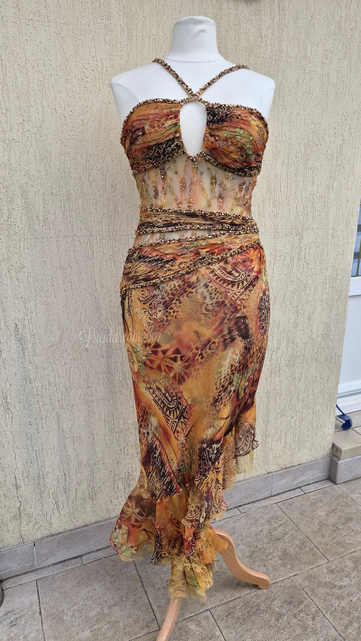 Robe en soie tons orange