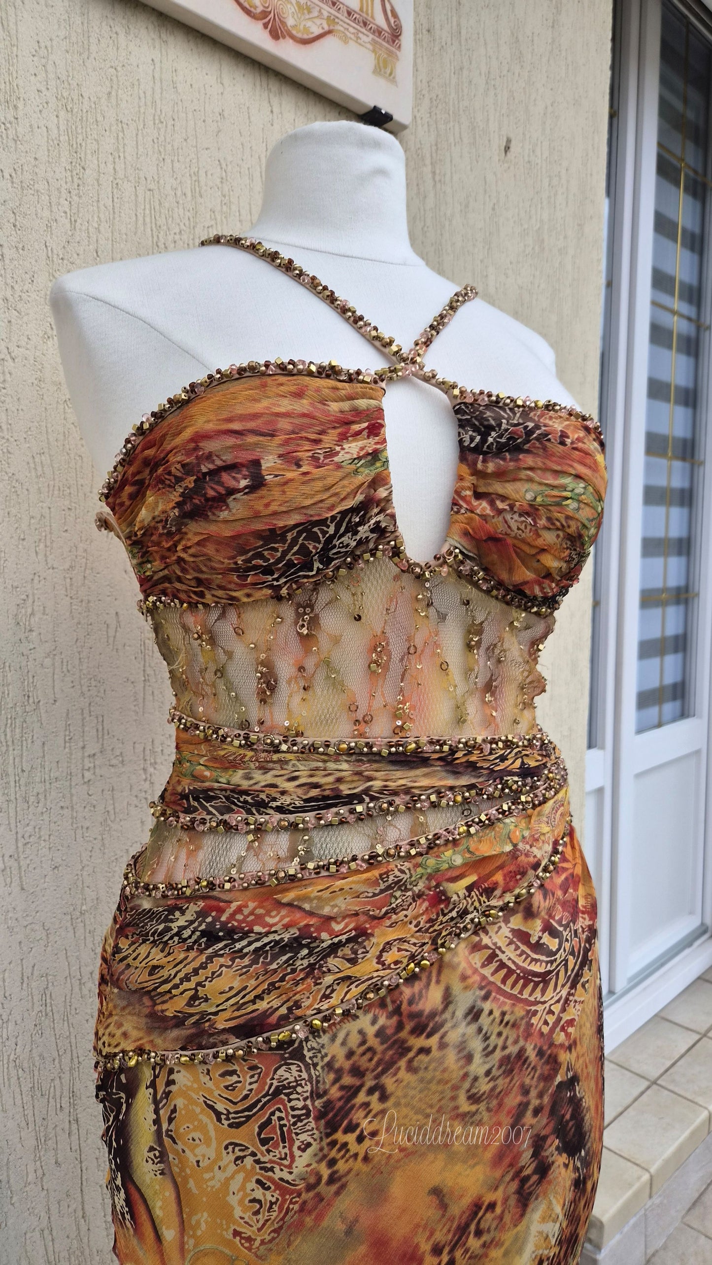 Robe en soie tons orange