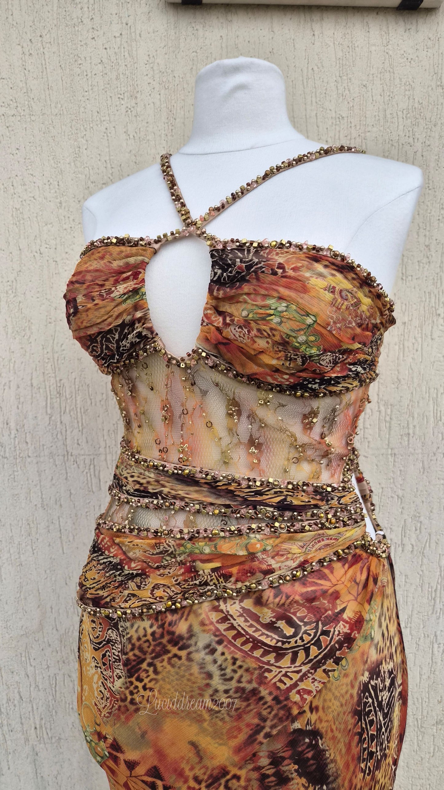 Robe en soie tons orange
