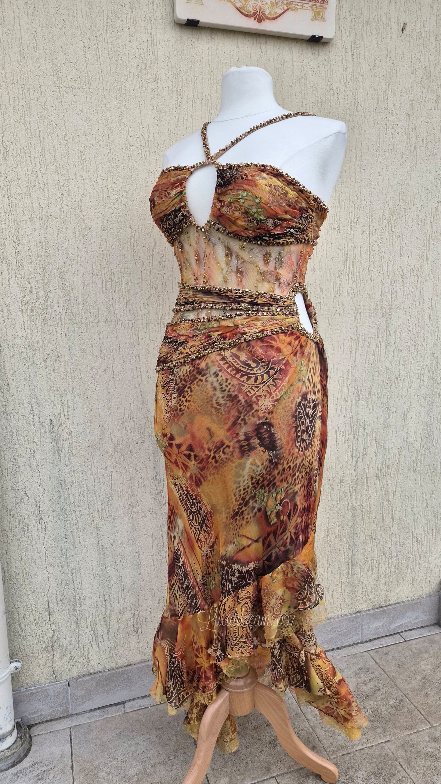 Robe en soie tons orange