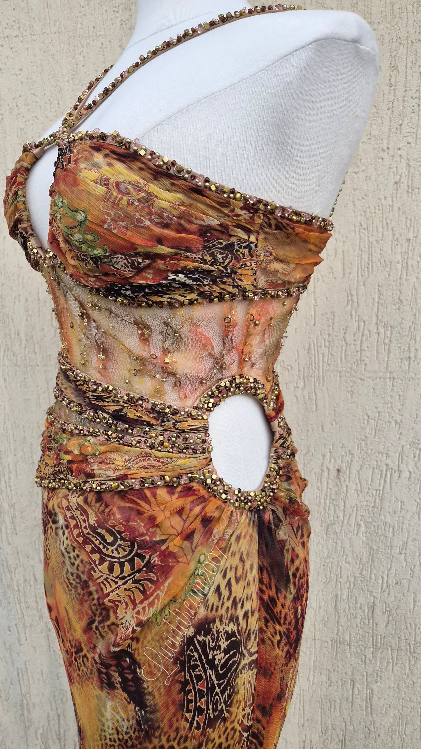 Robe en soie tons orange