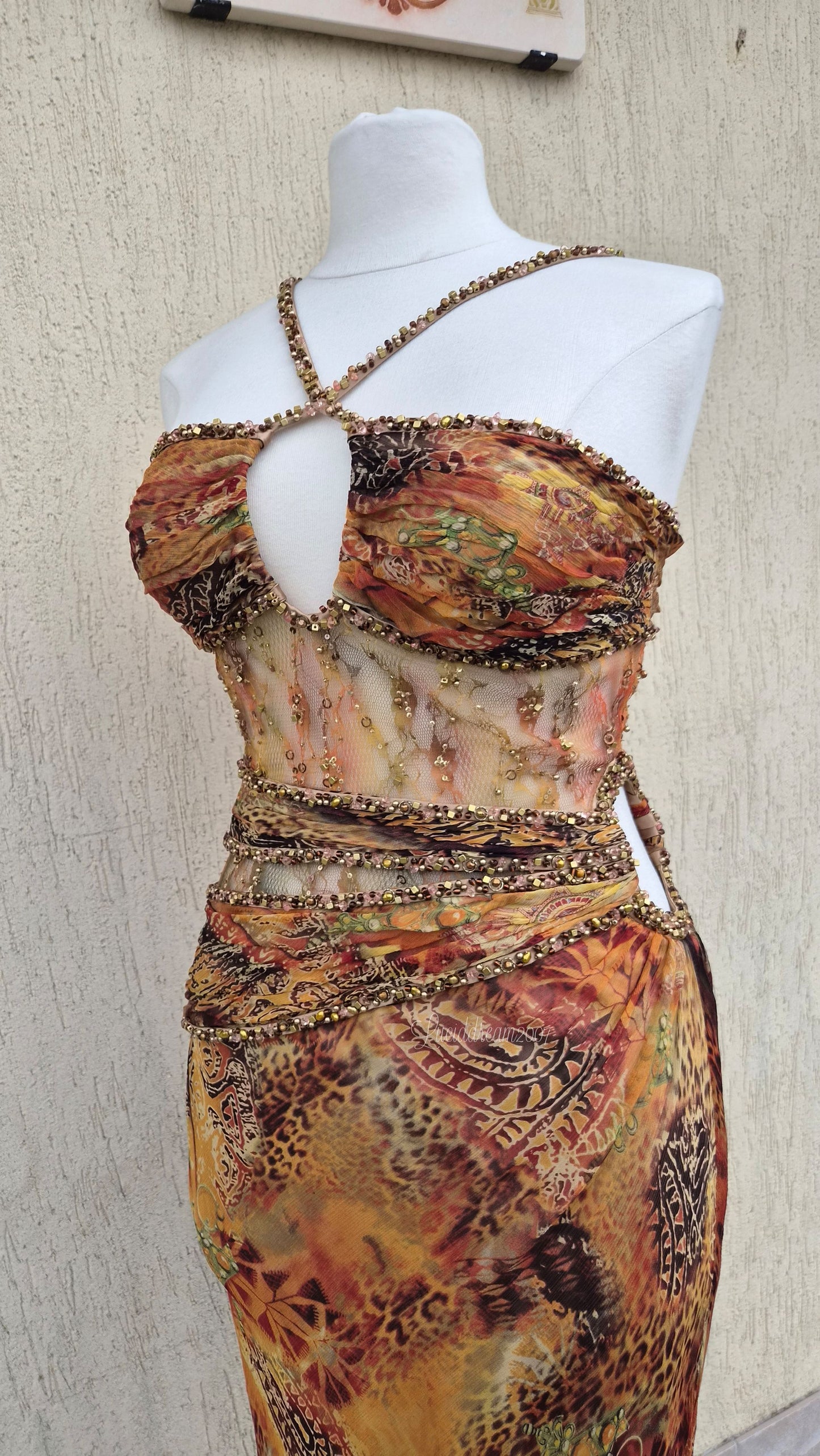 Robe en soie tons orange