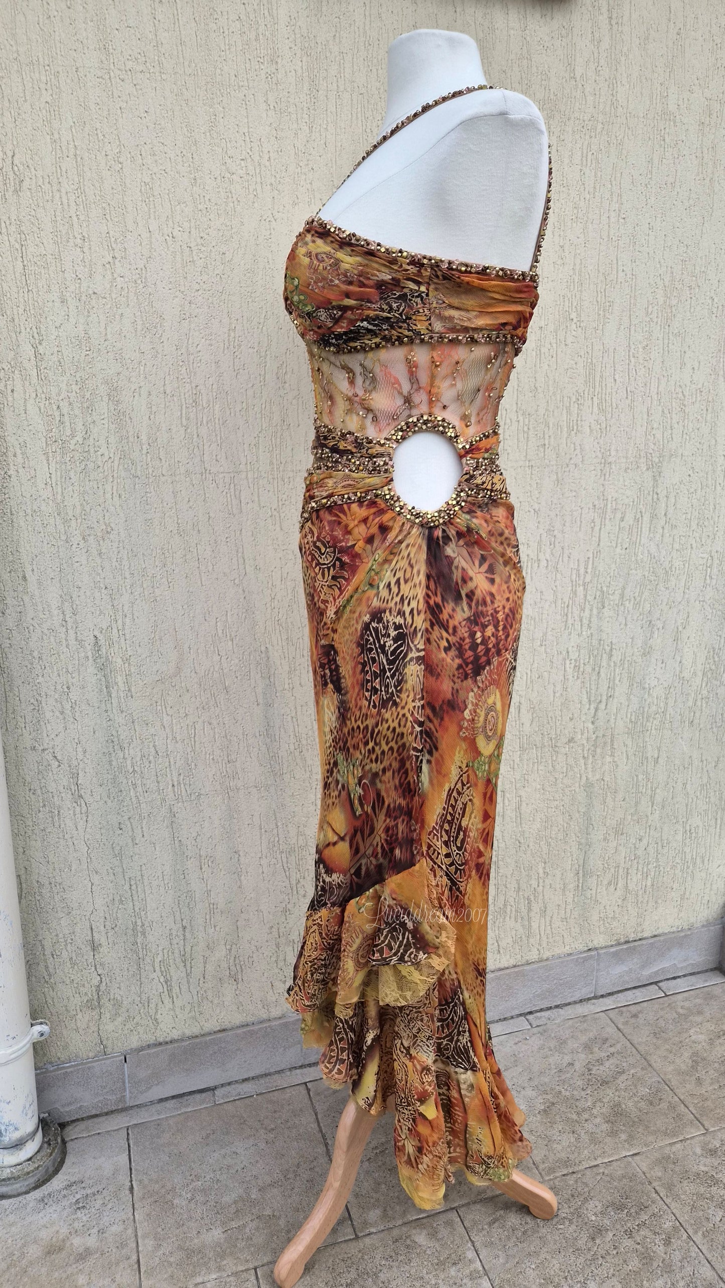 Robe en soie tons orange