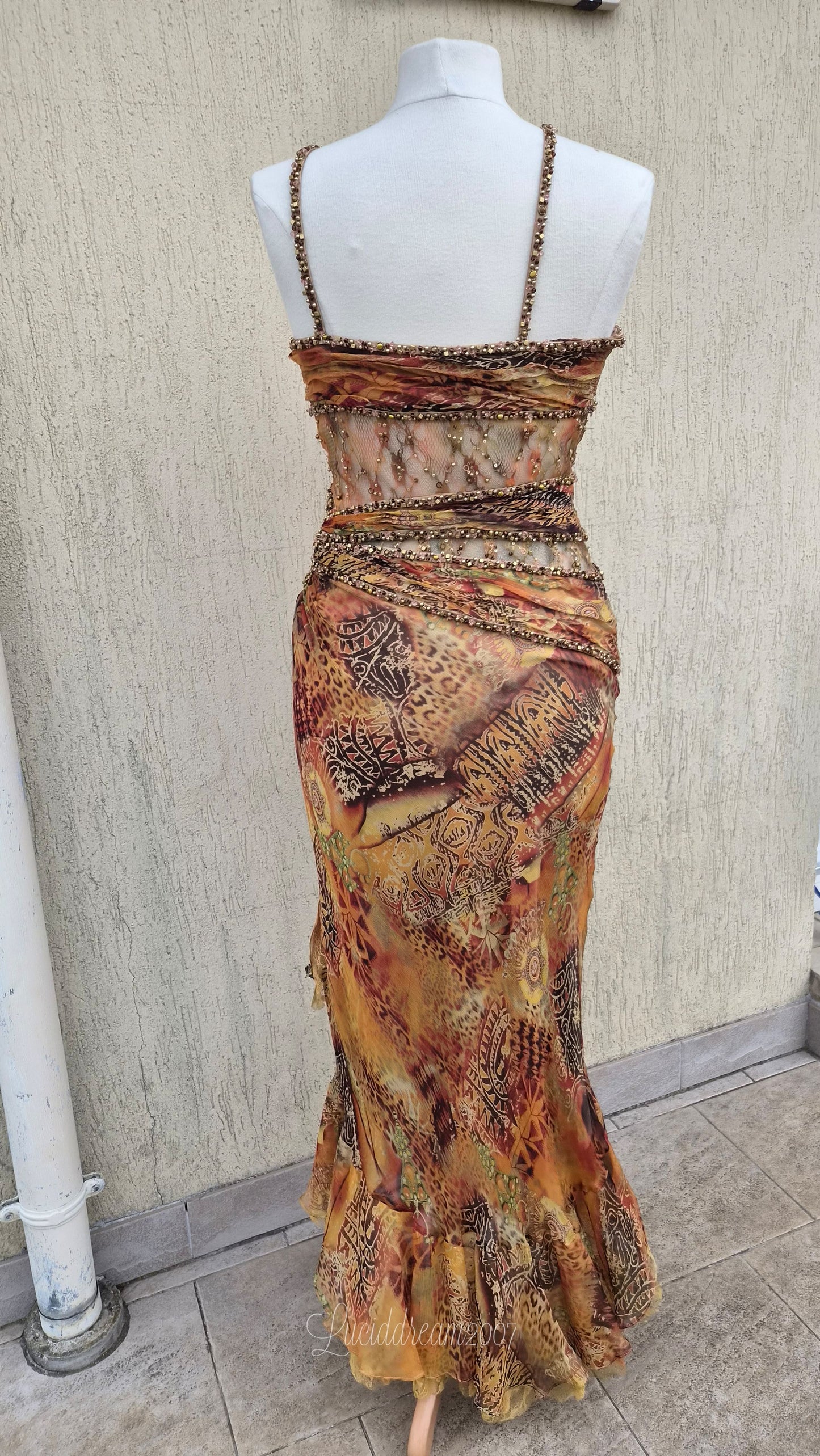 Robe en soie tons orange