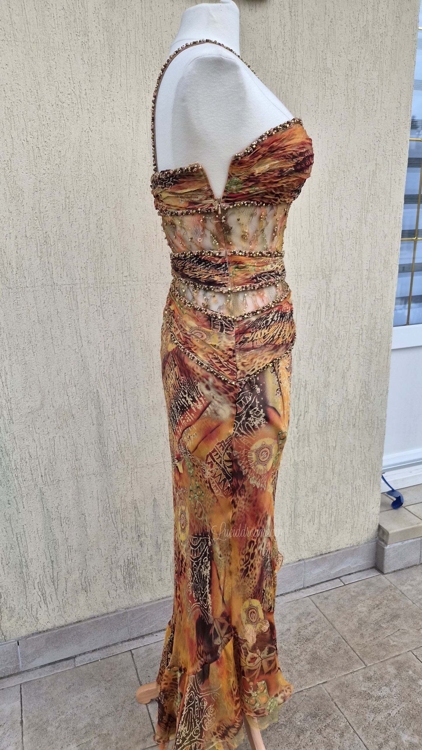 Robe en soie tons orange