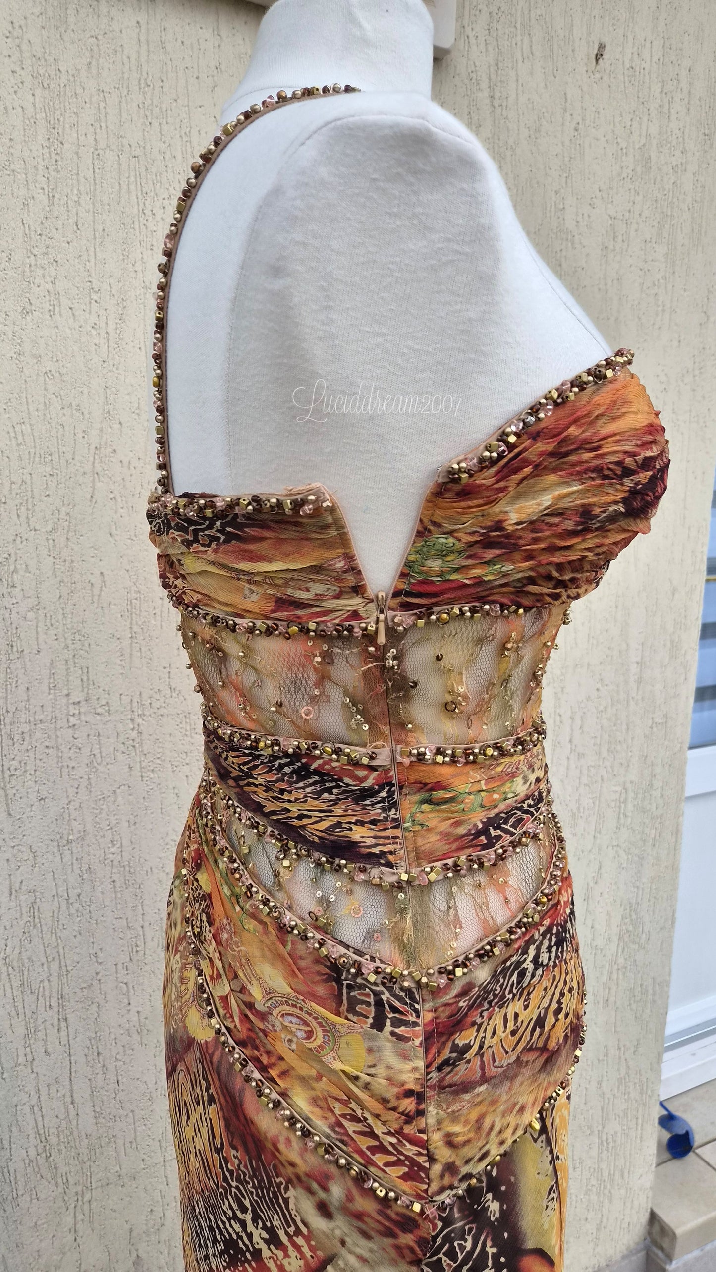Robe en soie tons orange