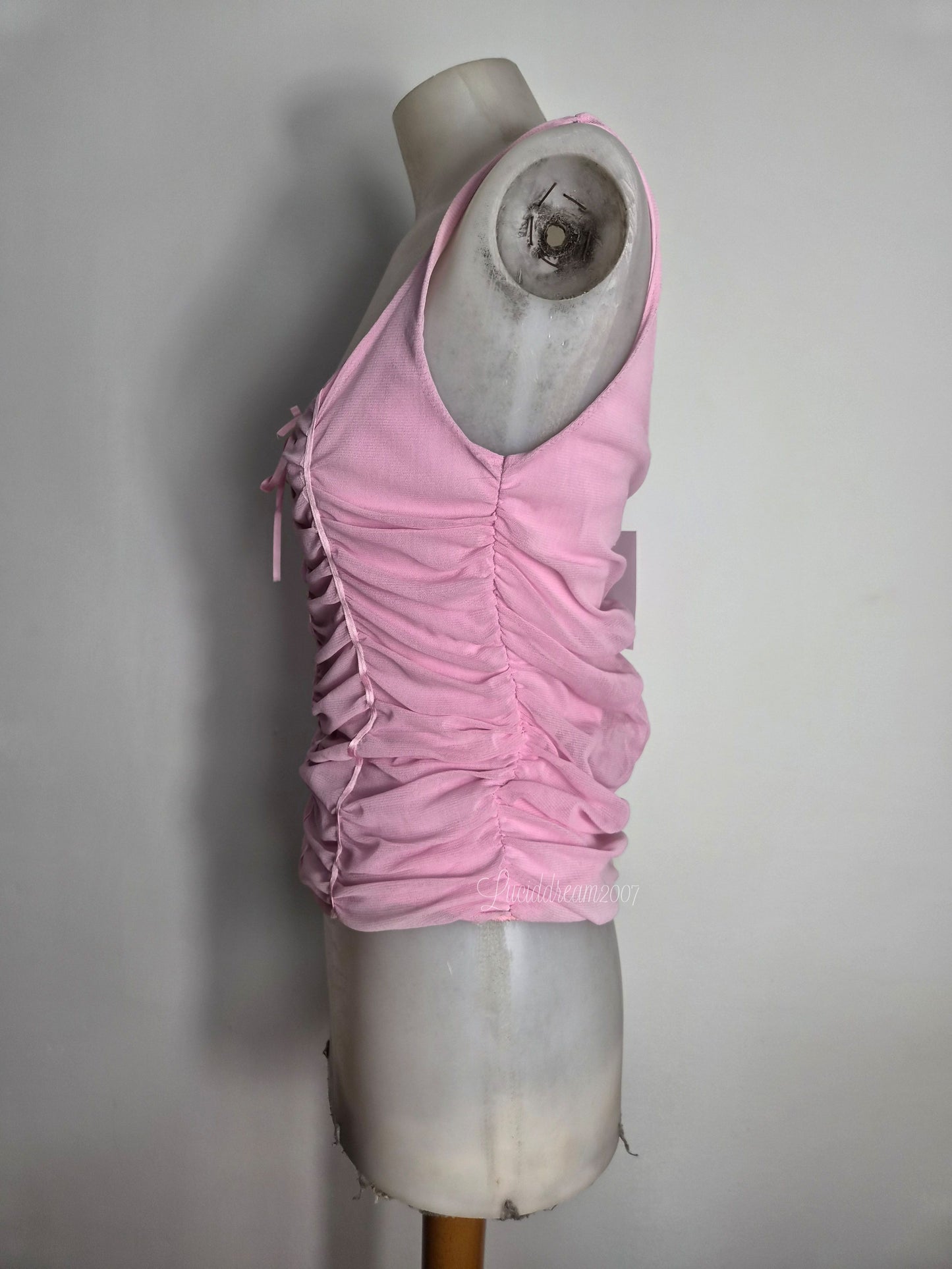 Haut en voile plissé rose