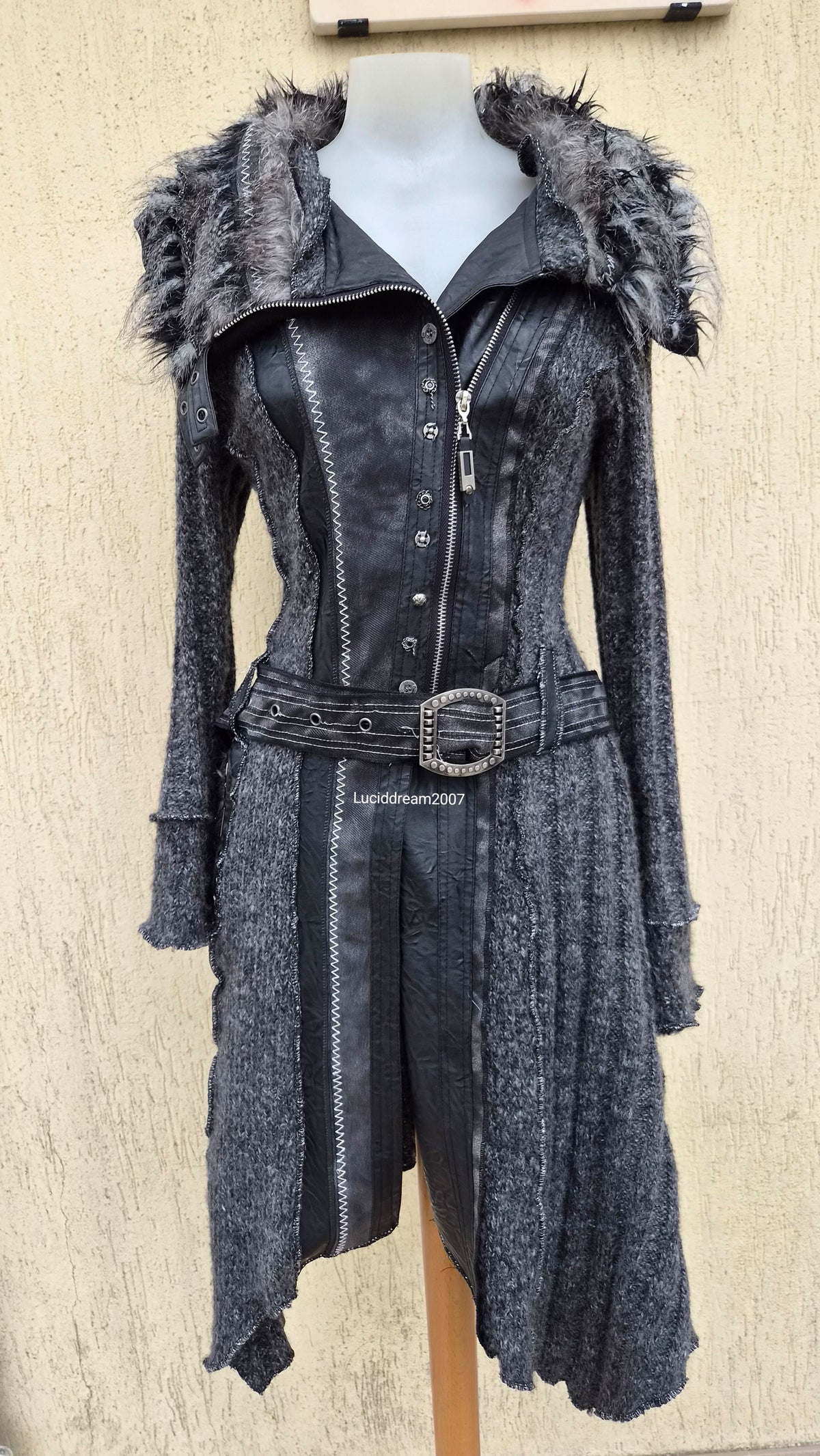 Long cardigan multimatières