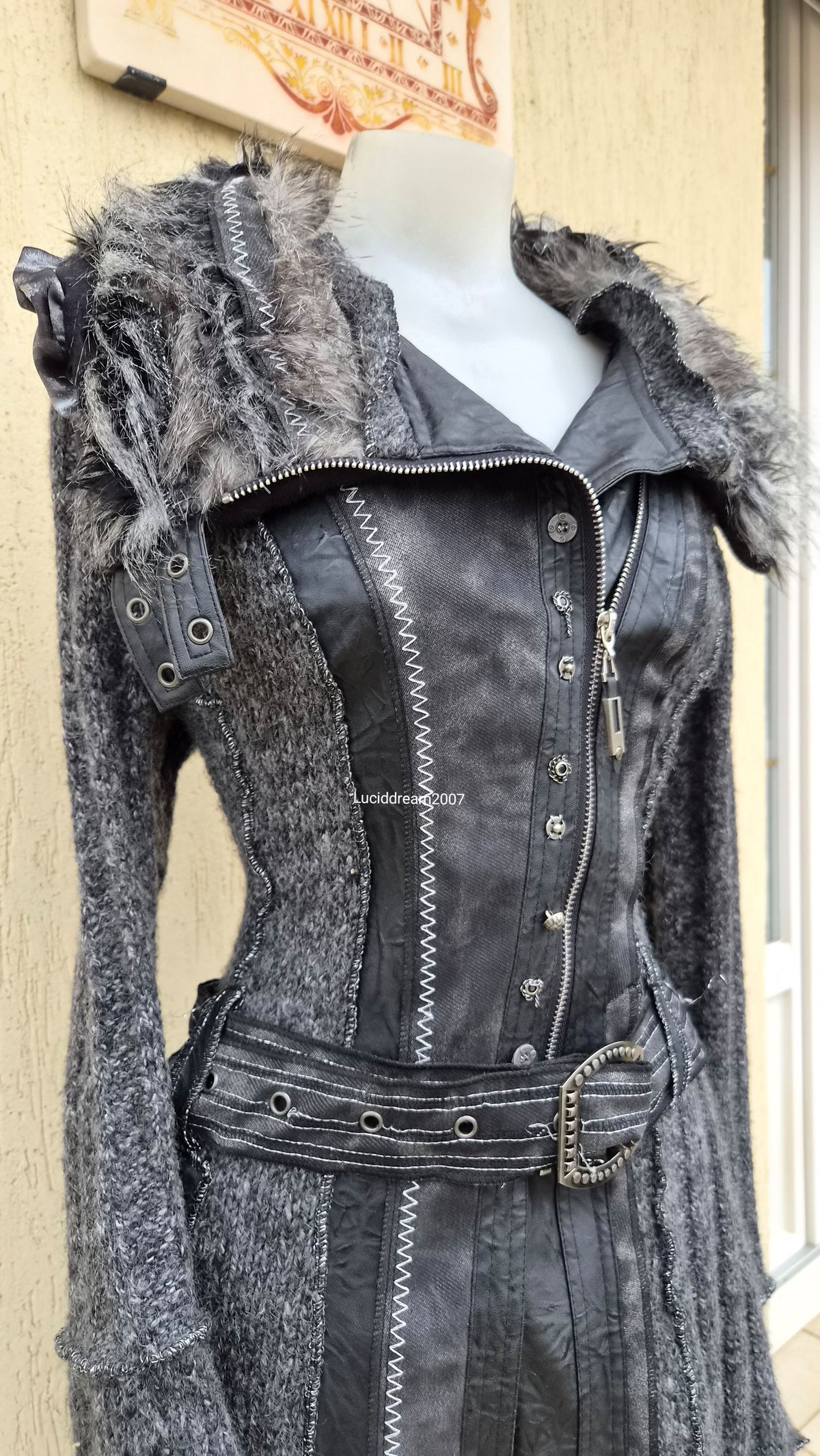 Long cardigan multimatières