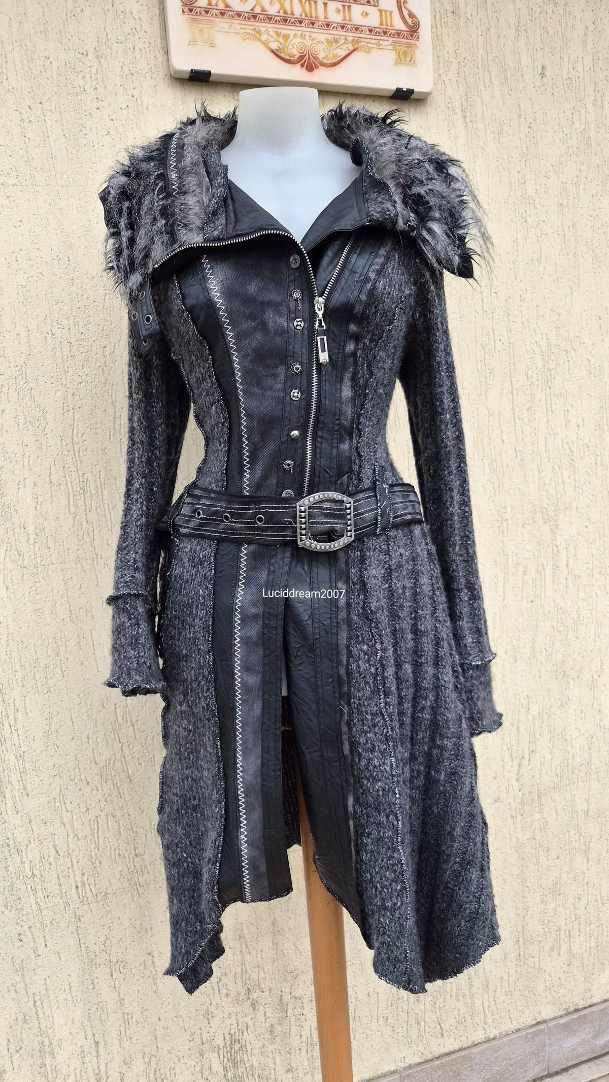Long cardigan multimatières
