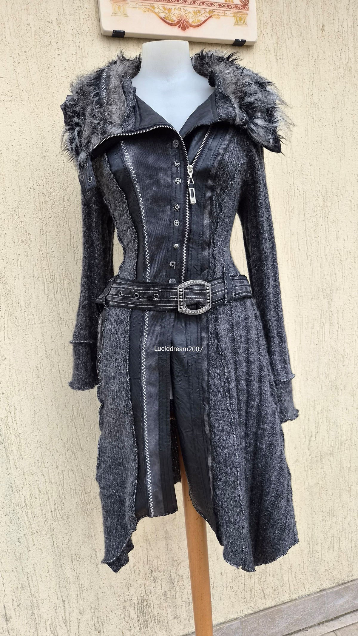 Long cardigan multimatières