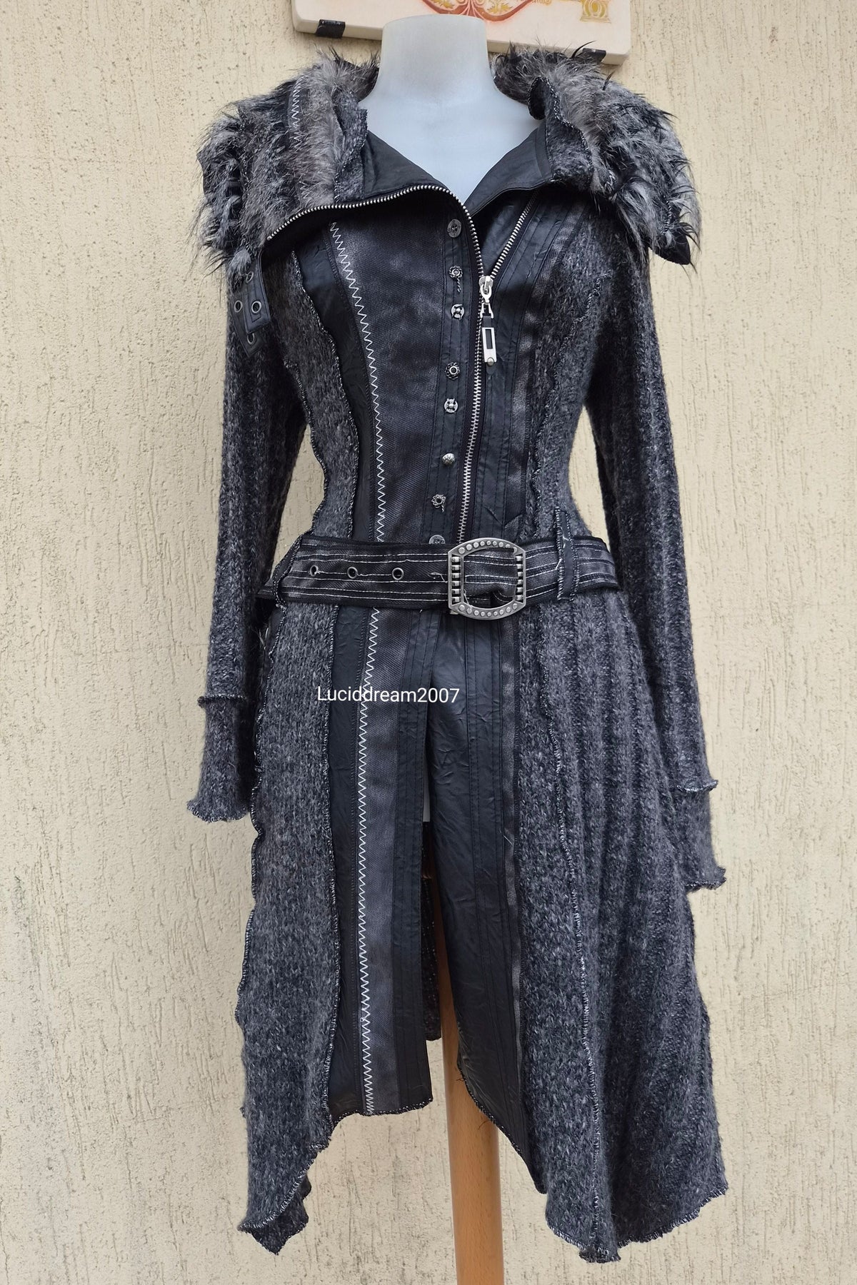 Long cardigan multimatières