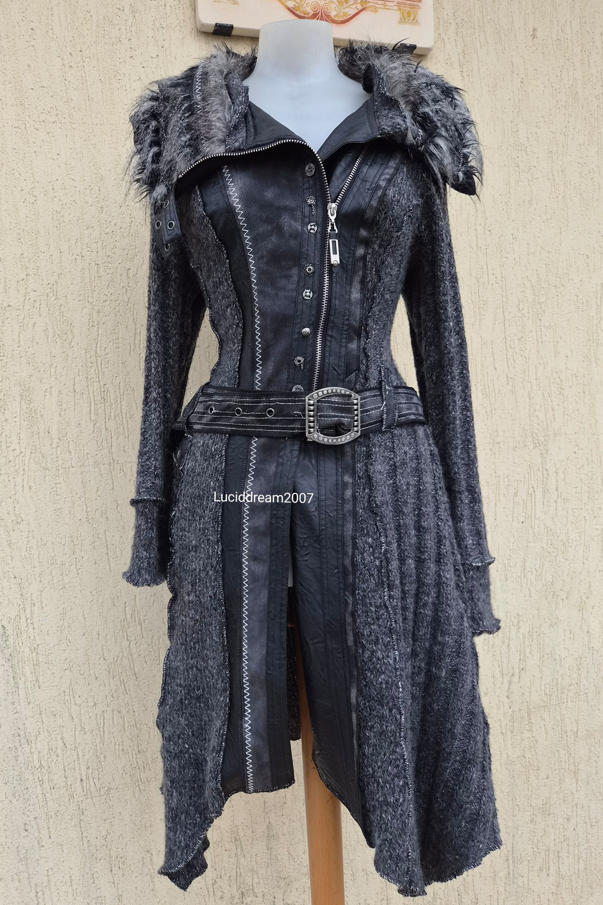Long cardigan multimatières